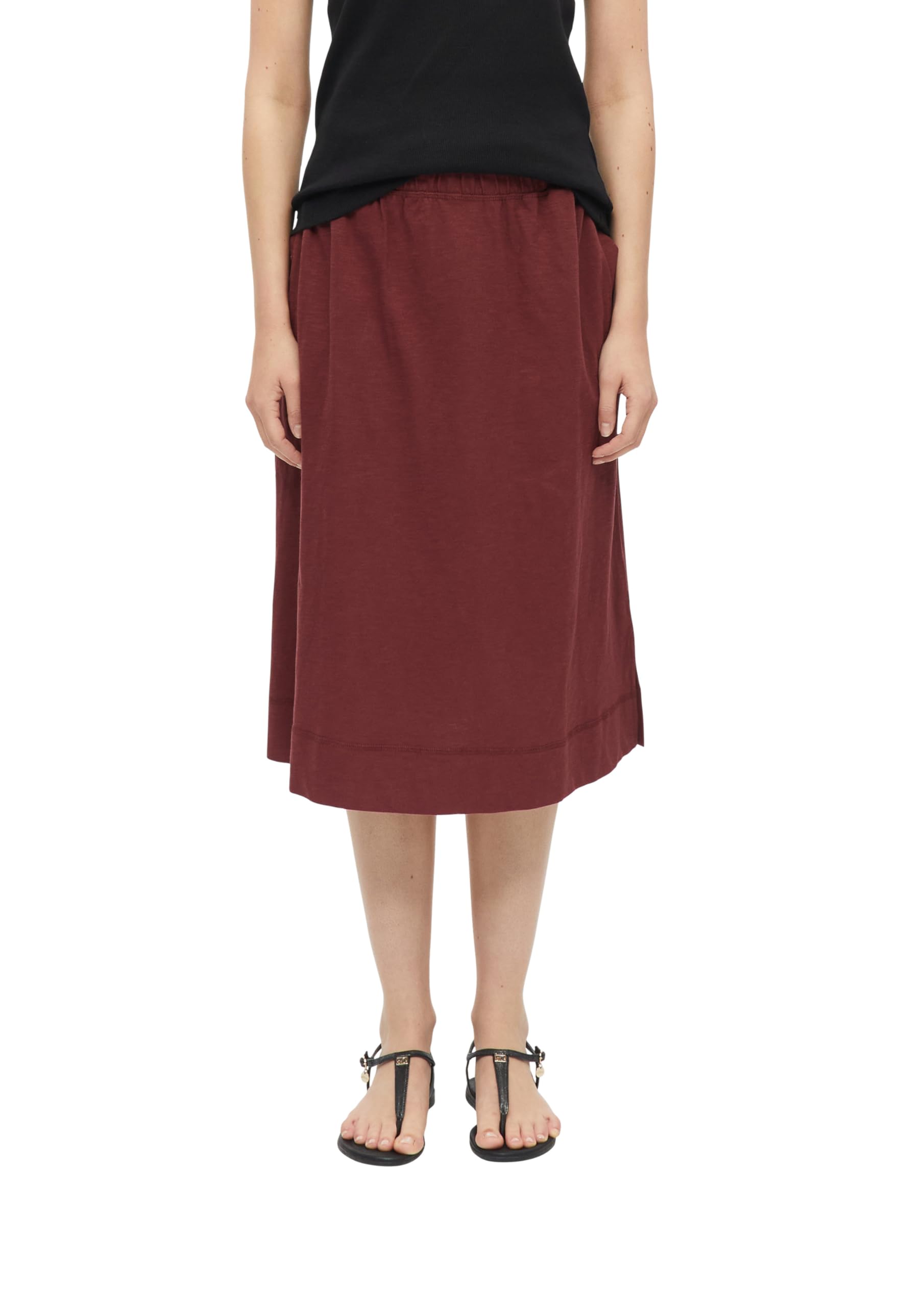 s.Oliver Jersey Midi Skirt with Elastic Waistband and Flame Yarn Structure