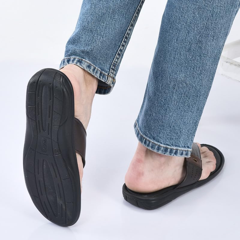 Image of FAUSTO Men's Open Toe Flip-Flop Slippers With Memory Cushion|Outdoor Slipper For Men