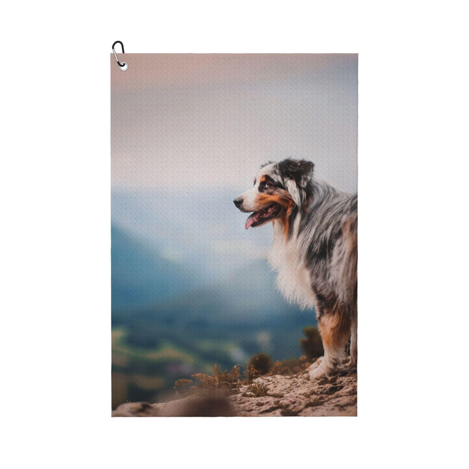 Hnnkloy Australian Shepherd Mountains Aussie Pets Dogs, 16x24 in Portable Waffle Golf Towels with Carabiner Clip for Golf Bag