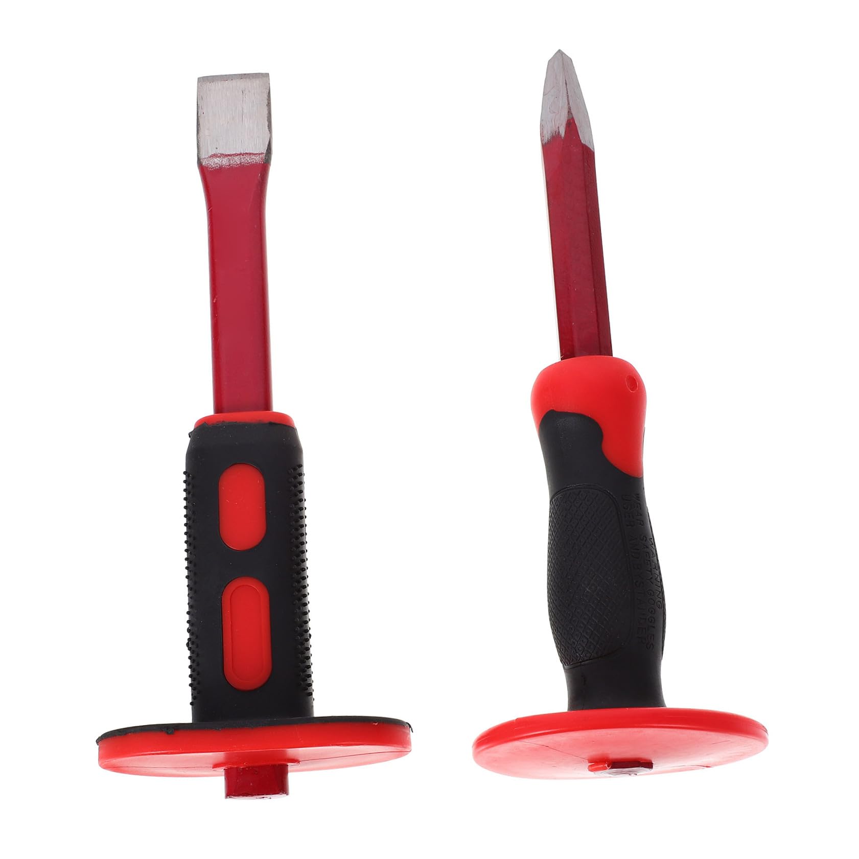 ULTECHNOVO Set di Scalpelli per Muratura 2 Pezzi Impugnatura Confortevole in Acciaio Cromo-vanadio Rosso, Scalpello Pesante per Demolizione e Intaglio in Metallo e Cemento
