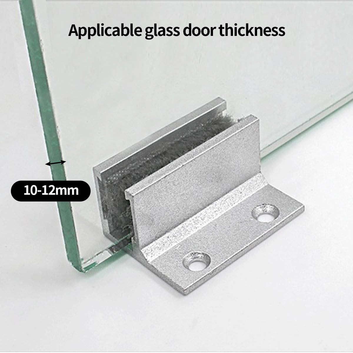 Prowadnica do szklanych drzwi przesuwnych ze stopu aluminium, 2 sztuki, srebrna, nowoczesna, 60 mm x 58 mm x 26 mm, grubość szkła 10-12 mm, prowadnica podłogowa do drzwi szklanych