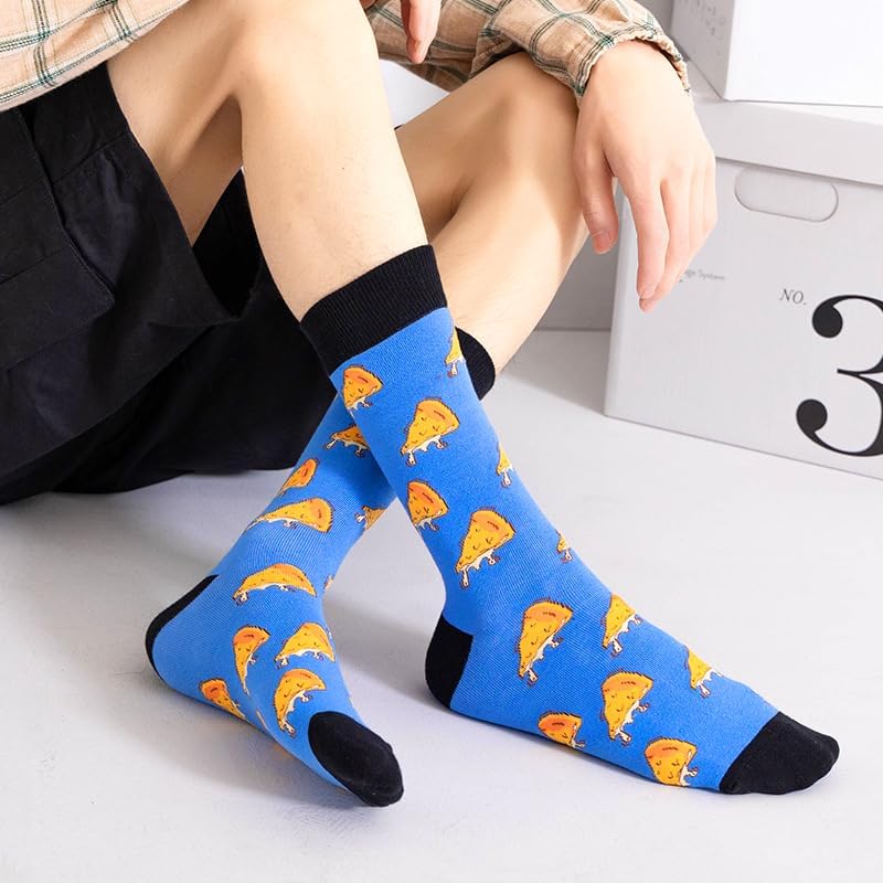 Mens Funny Socks Crazy Novelty Crew Socks Colorful Cotton Cozy Funky Graphic Patterned Space Food Animal Socks - Image 2