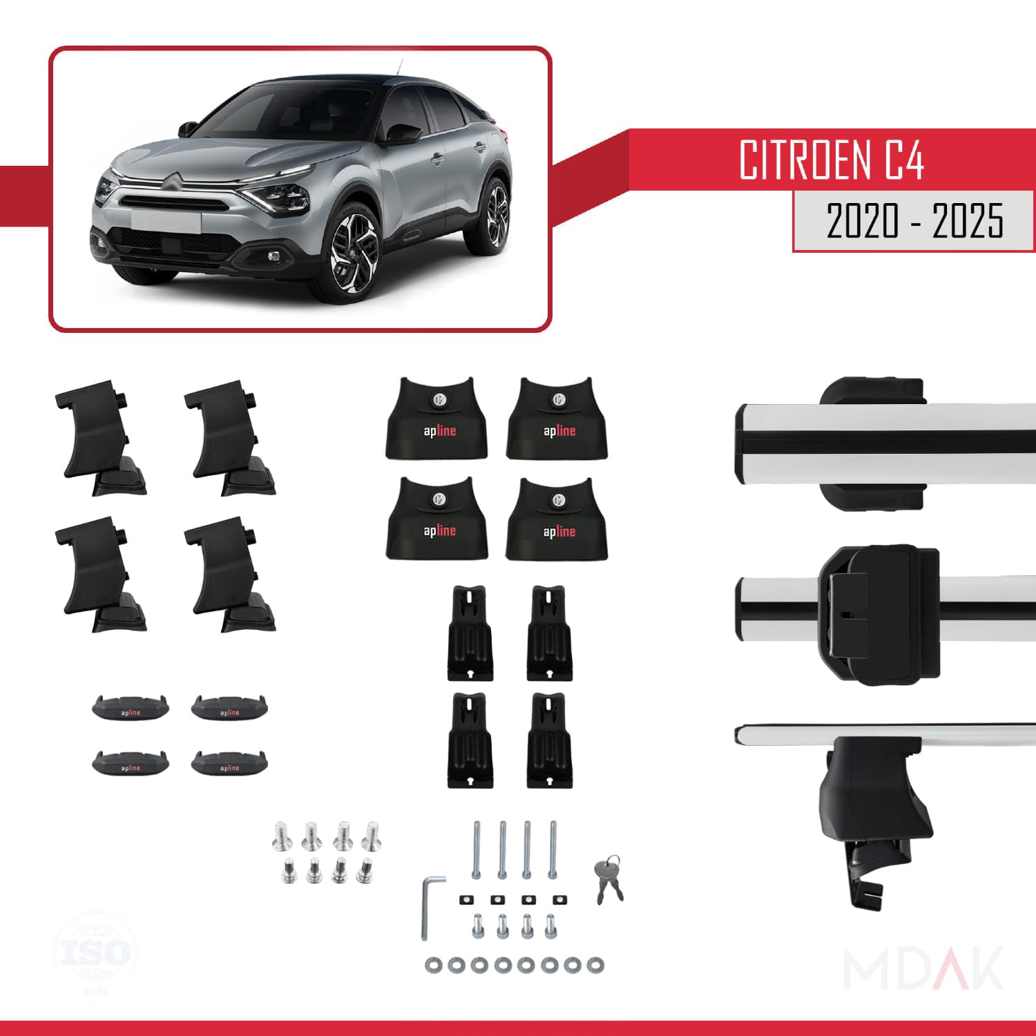 Compatible Avec DS 4 II 2021-2025 ACE-4 Barres De Toit Railing Porte Bagages De Voiture Noir Aluminium 2 Barres