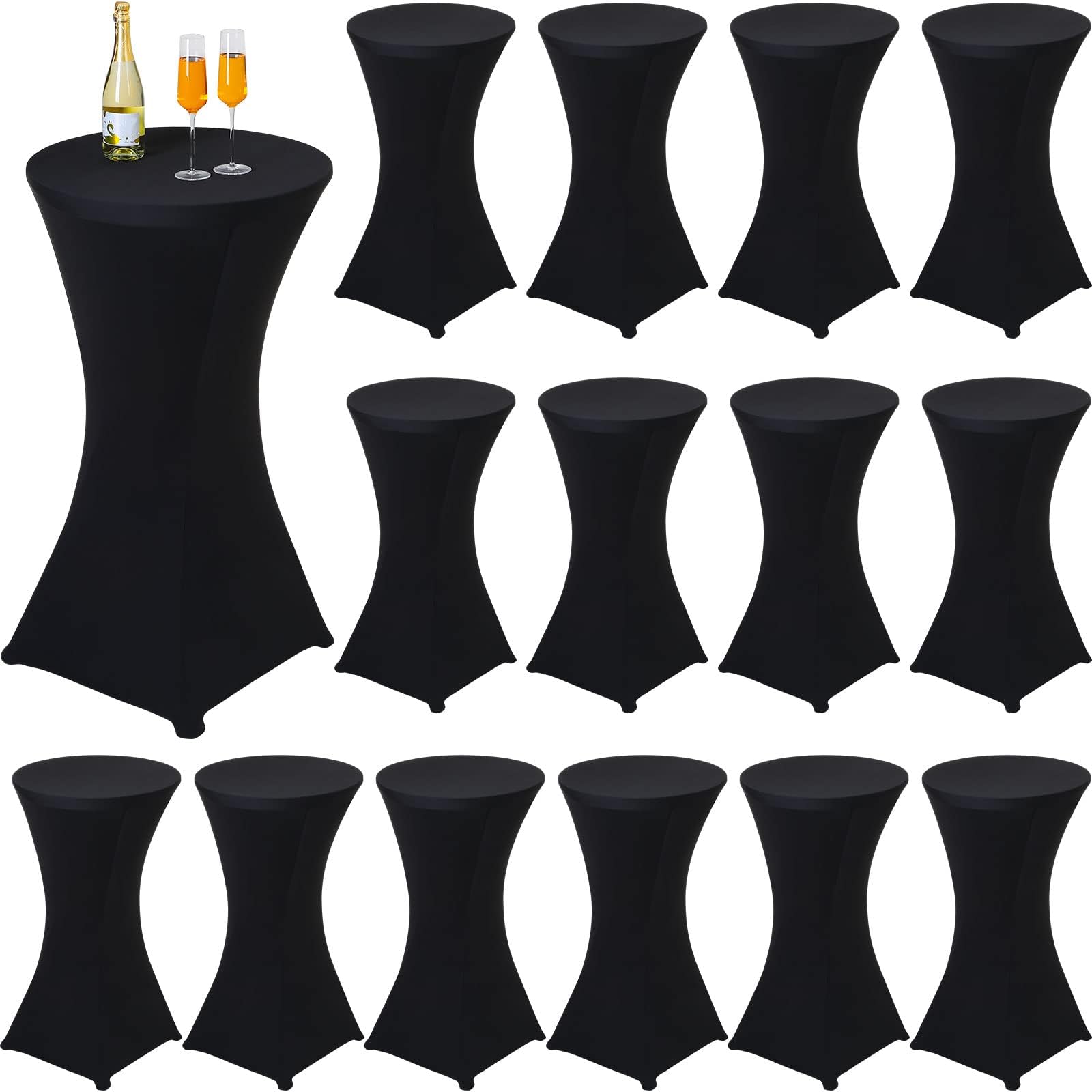 Tudomro 24 Pack Cocktail Stretch Tablecloth Black Bar Table