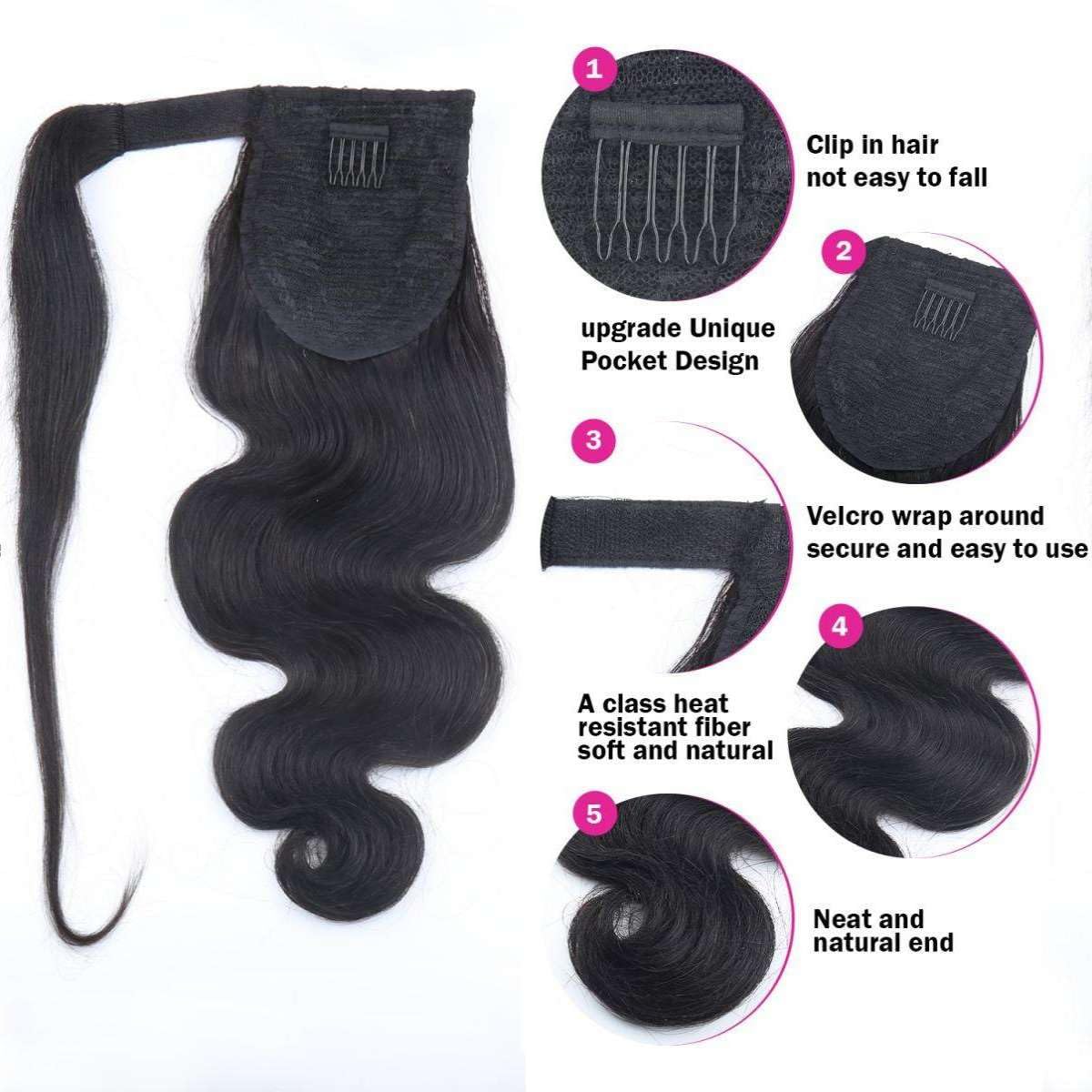 Sexycat Body Wave Ponytail Extension Human Hair 14 Inch 100g - Image 3