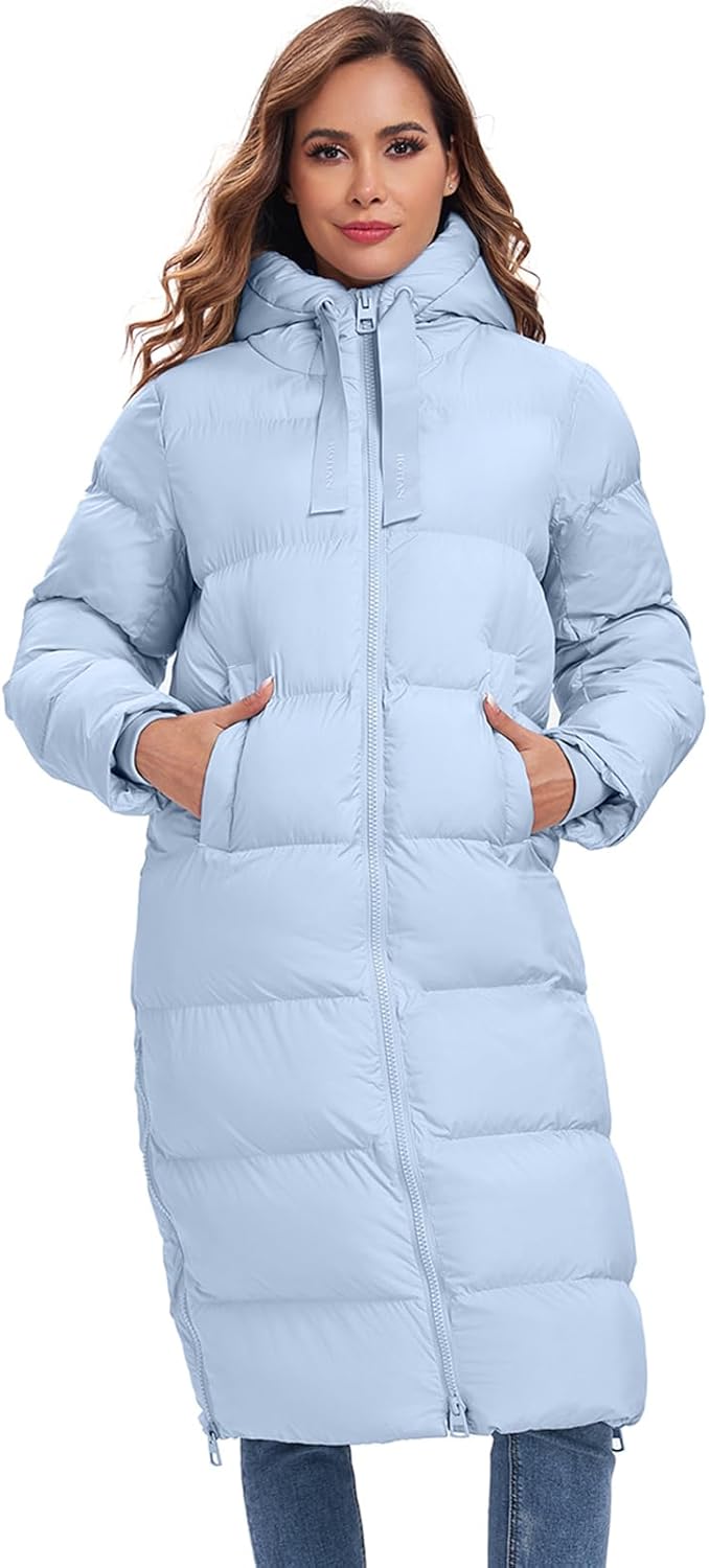 HOTIAN Womens Winter Maxi Long Puffer Coat Thicken Hooded Down Quilted Padded Jacket Winter Warm Outerwear - Image 2