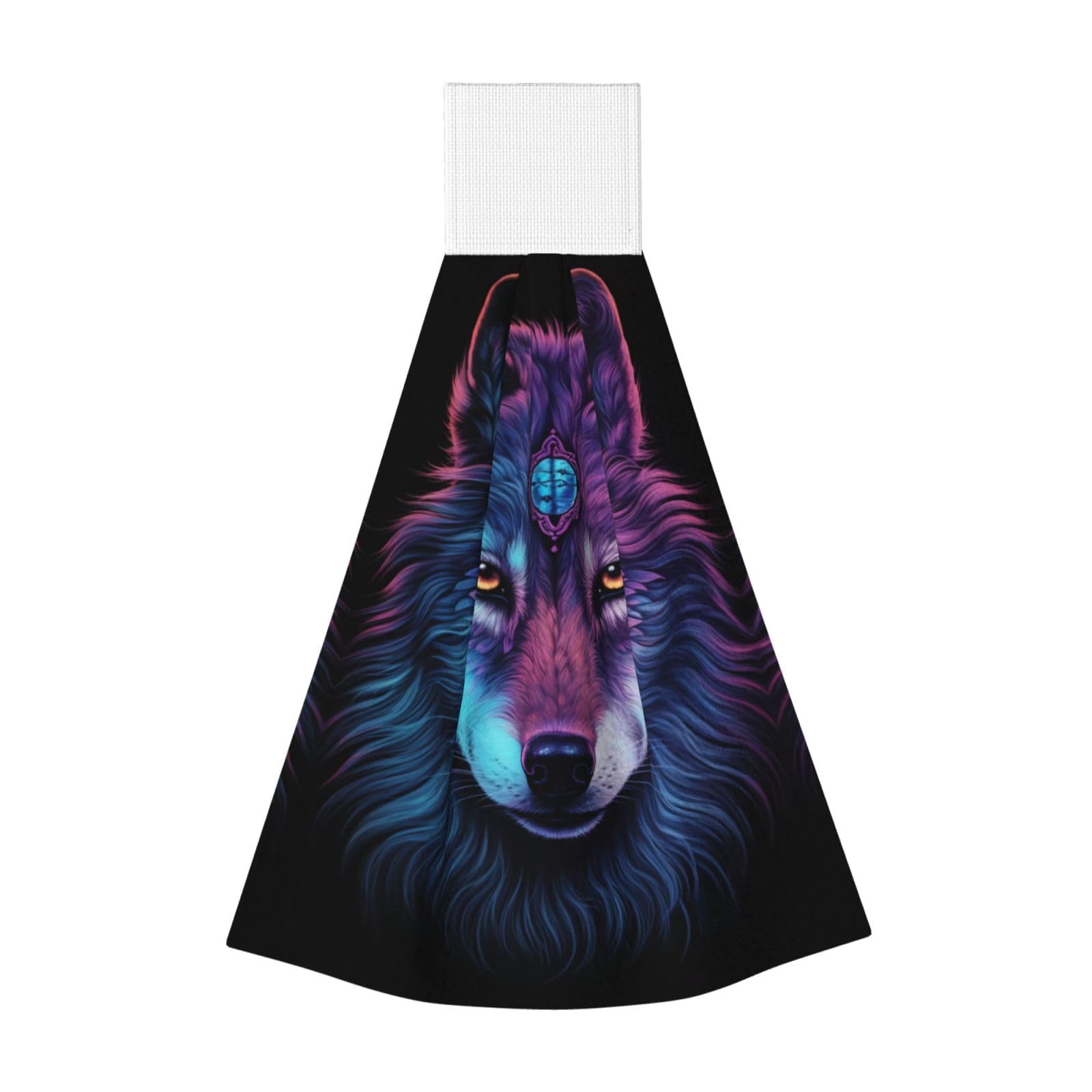 ZQYTGFDC Neon wolf with purple head Highly Absorbent Dish Towels Soft Coral Fleece Wipe