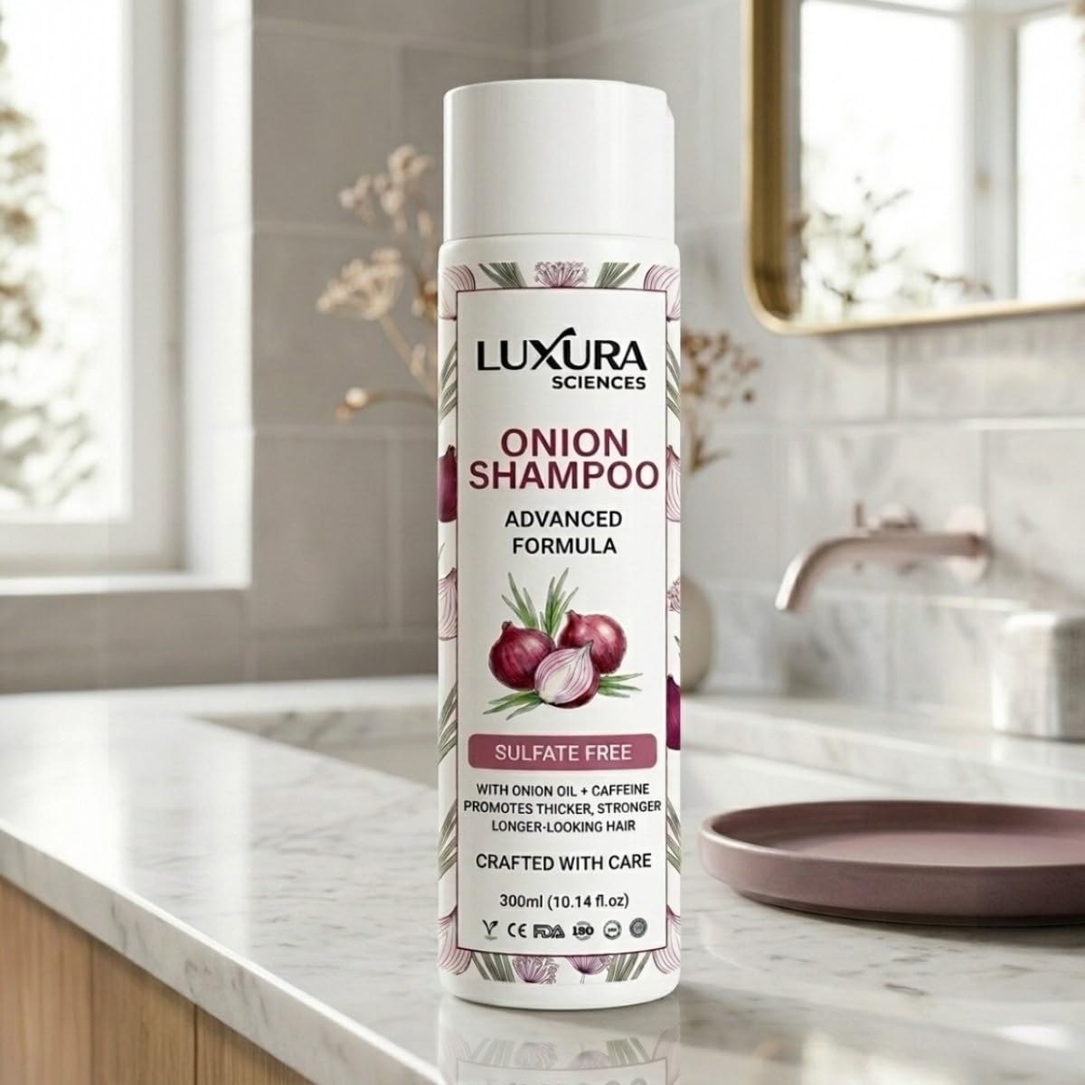 Luxura Sciences Onion and Caffeine Natural Scent Hair Growth Shampoo, 300 ml, Sulfate-Free, Paraben-Free 1