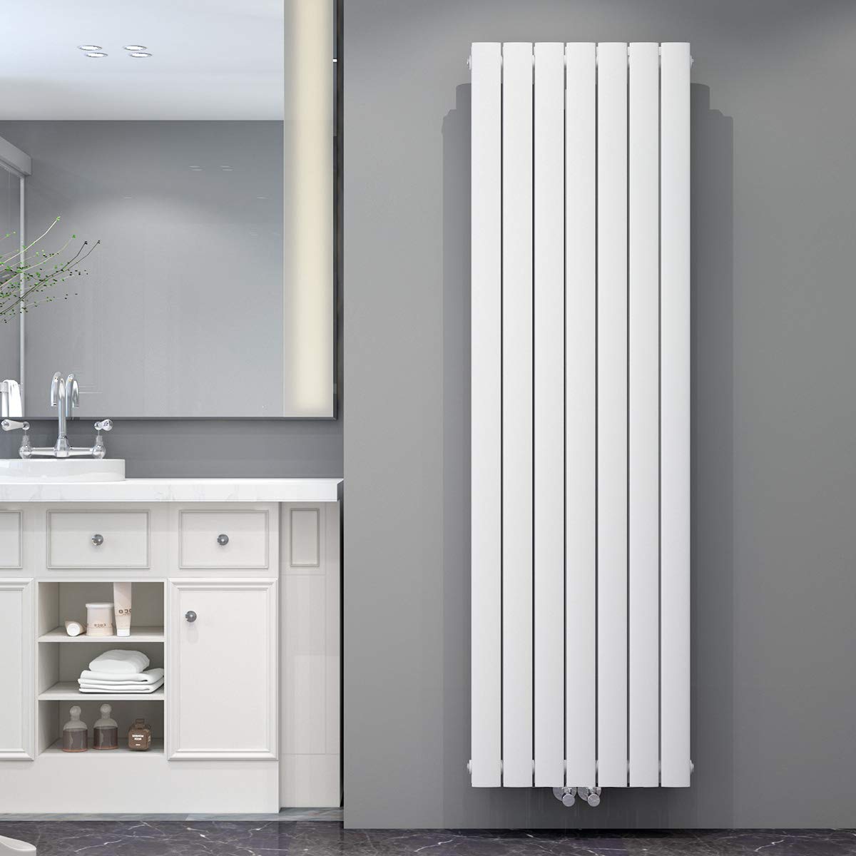 ELEGANT Design Flach Heizkörper 1800 x 539 mm Weiß Badheizkörper Doppellagig Heizkoerper Vertikal Paneelheizkörper