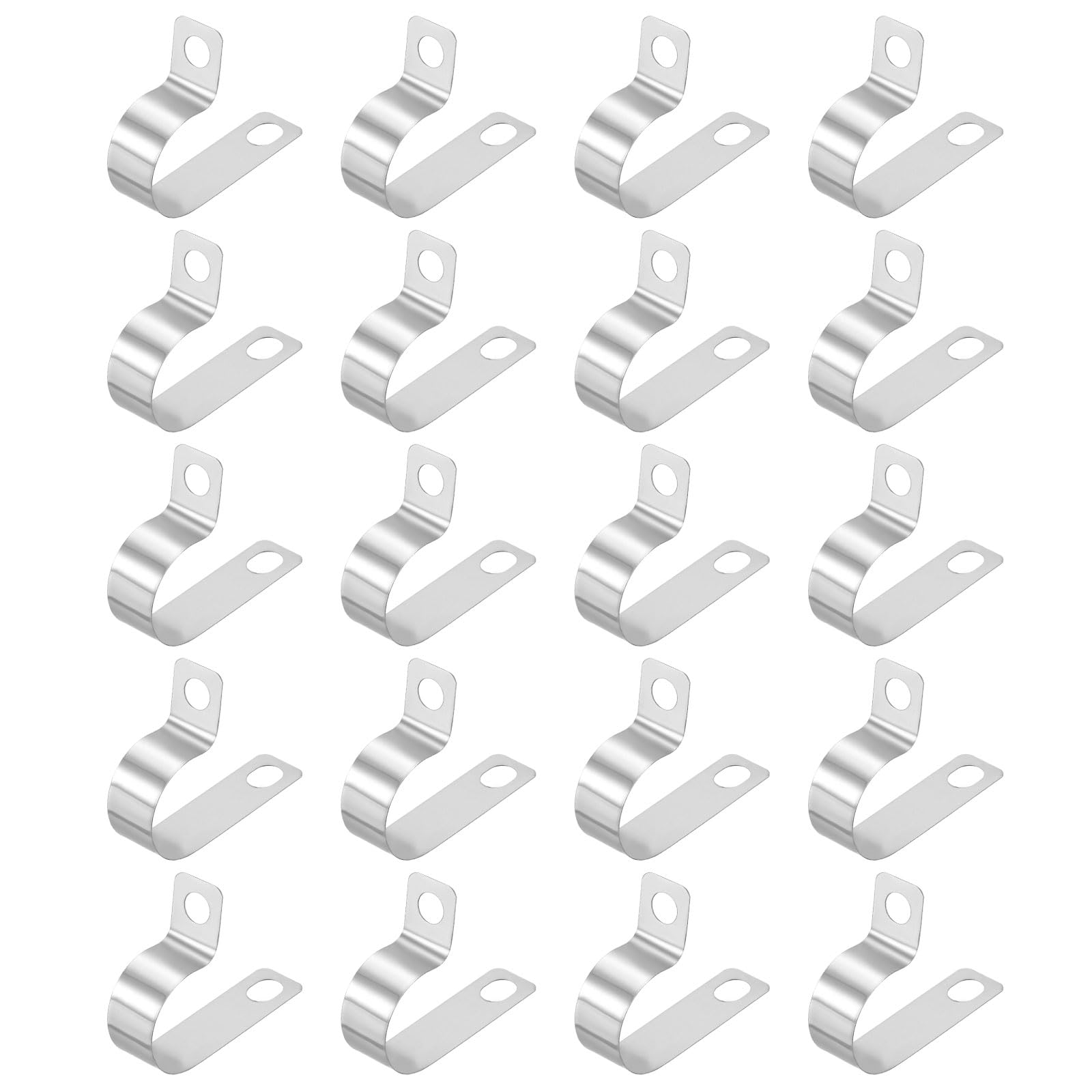 sourcing map 20pcs Metal Wire Clamp 11/16" Inch (18mm) R-Type Cable Clip 304 Stainless Steel Conduit Cable Clamp Cord Fastener Holder Strap Clip for Industrial Household Installation Pipe Wire