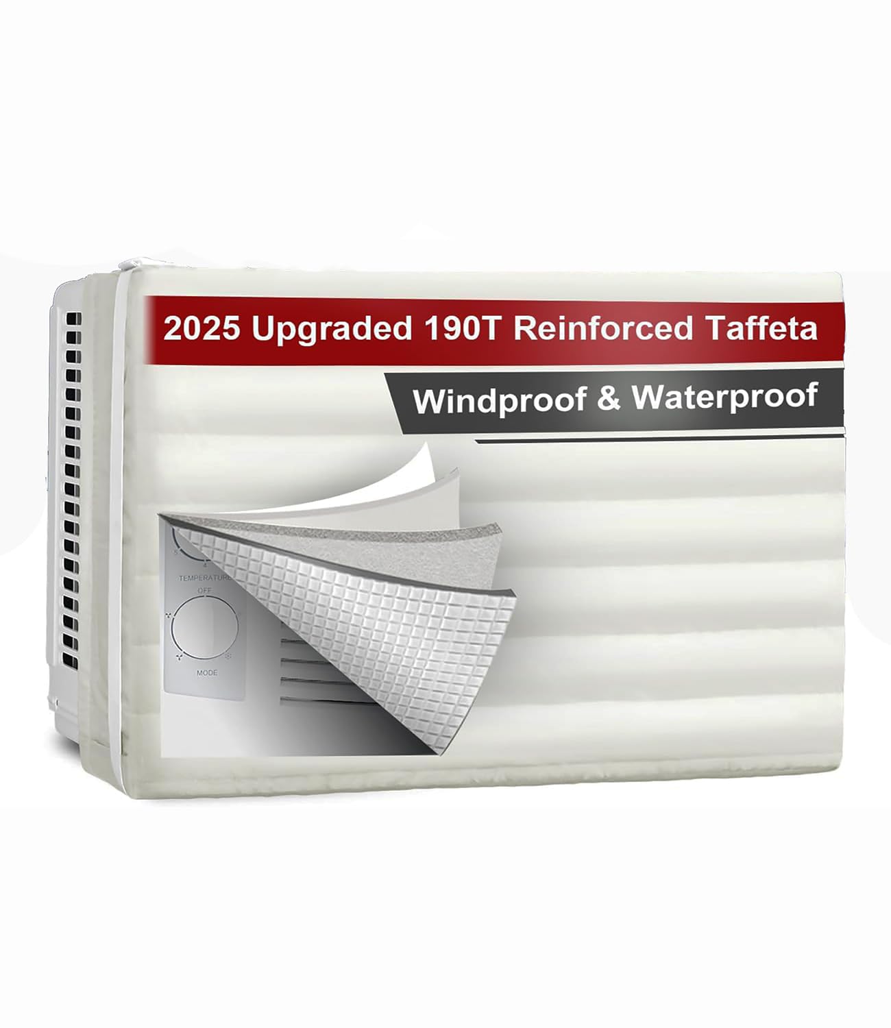 Indoor Air Conditioner Cover, 2025 Upgraded Window AC Cover for Inside, Double-Layer Insulation With Elastic Band, Windproof 190T Reinforced Taffeta Air for Winter Bedroom Living Room (21"x15"x3.5")