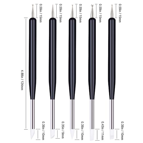 Miniatura 2 de 5 piezas de herramientas de punteado para arte de uñas, bolígrafo de doble cabezal para tallar gel UV, juego de pinceles de silicona para uñas,