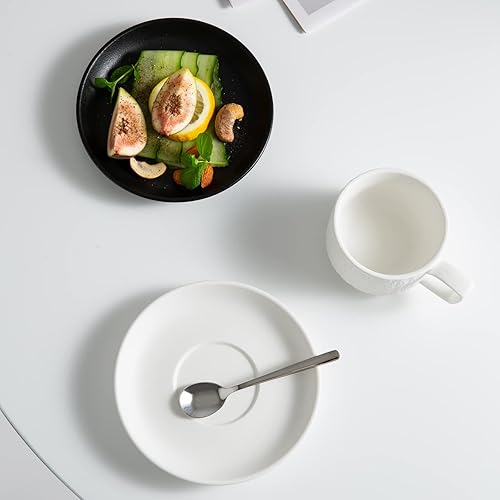 Miniatura 5 de JinGlory Rock Texture - Juego de té de café de cerámica en relieve, espresso capuchino, taza y platillo de cerámica novedosa para amigos, mujeres,