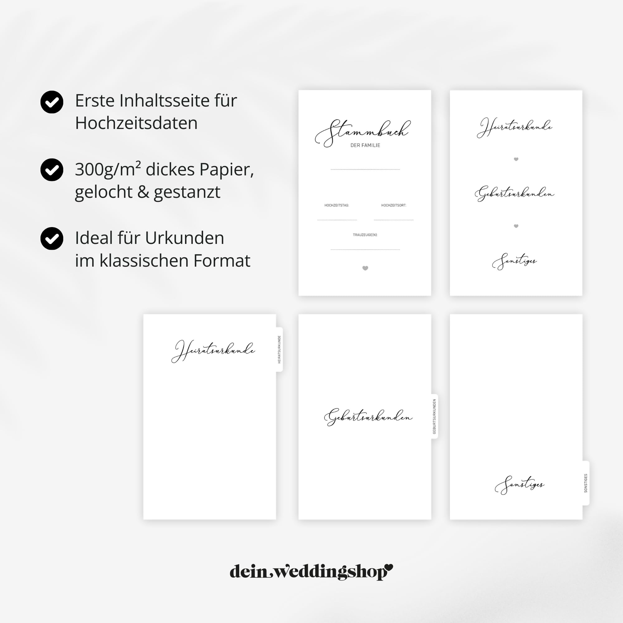 Stammbuch der Familie - modernes Familienstammbuch - Hochzeit Standesamt - Hardcover 16x21cm - Greenery Glitter