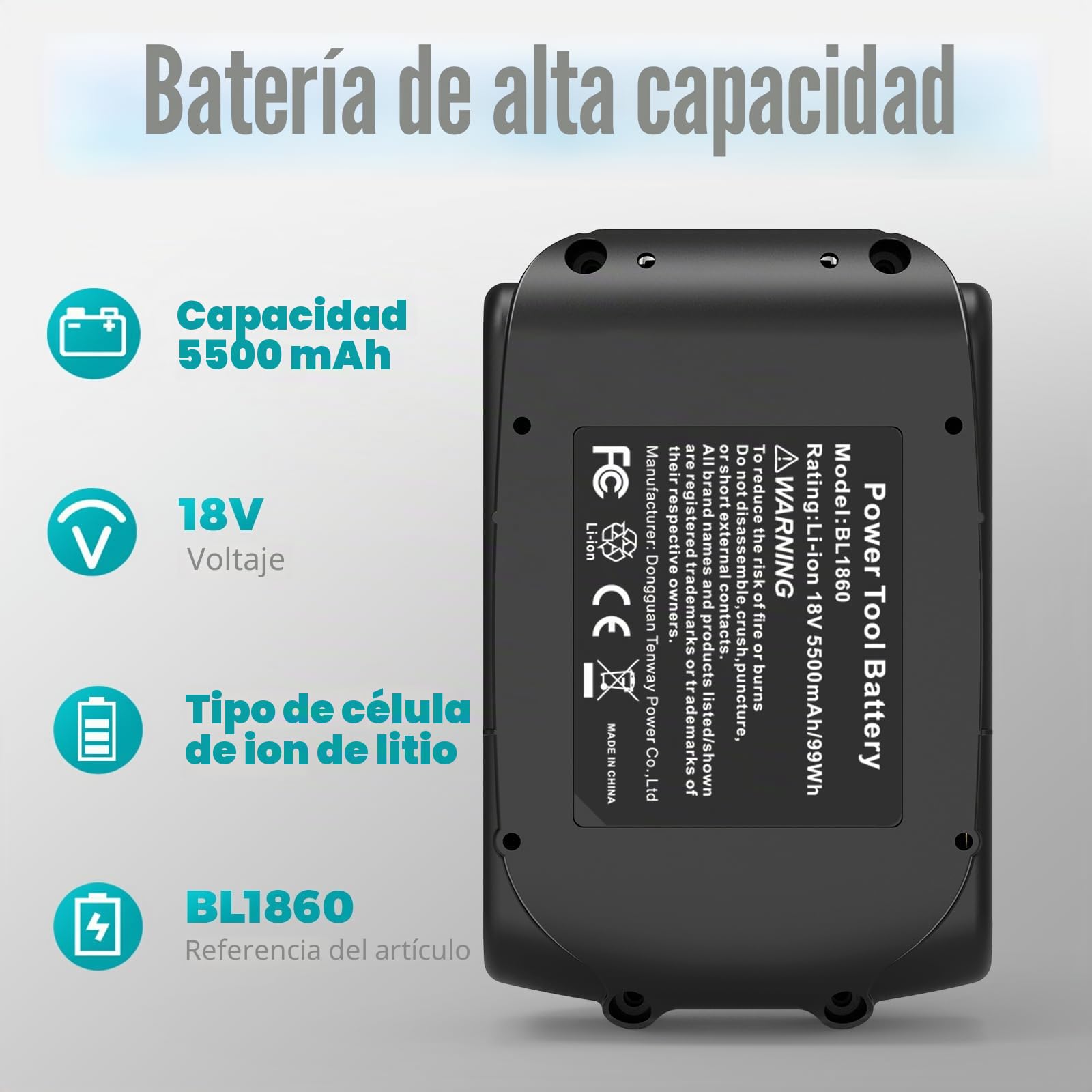 4 baterías de 5,5 Ah para Makita LXT, ASUNCELL 18 V DC18RC batería de repuesto para Makita compatible con Allen Makita 14,4 V-18 V baterías de iones de litio BL1815 BL1830 BL1850 BL1430