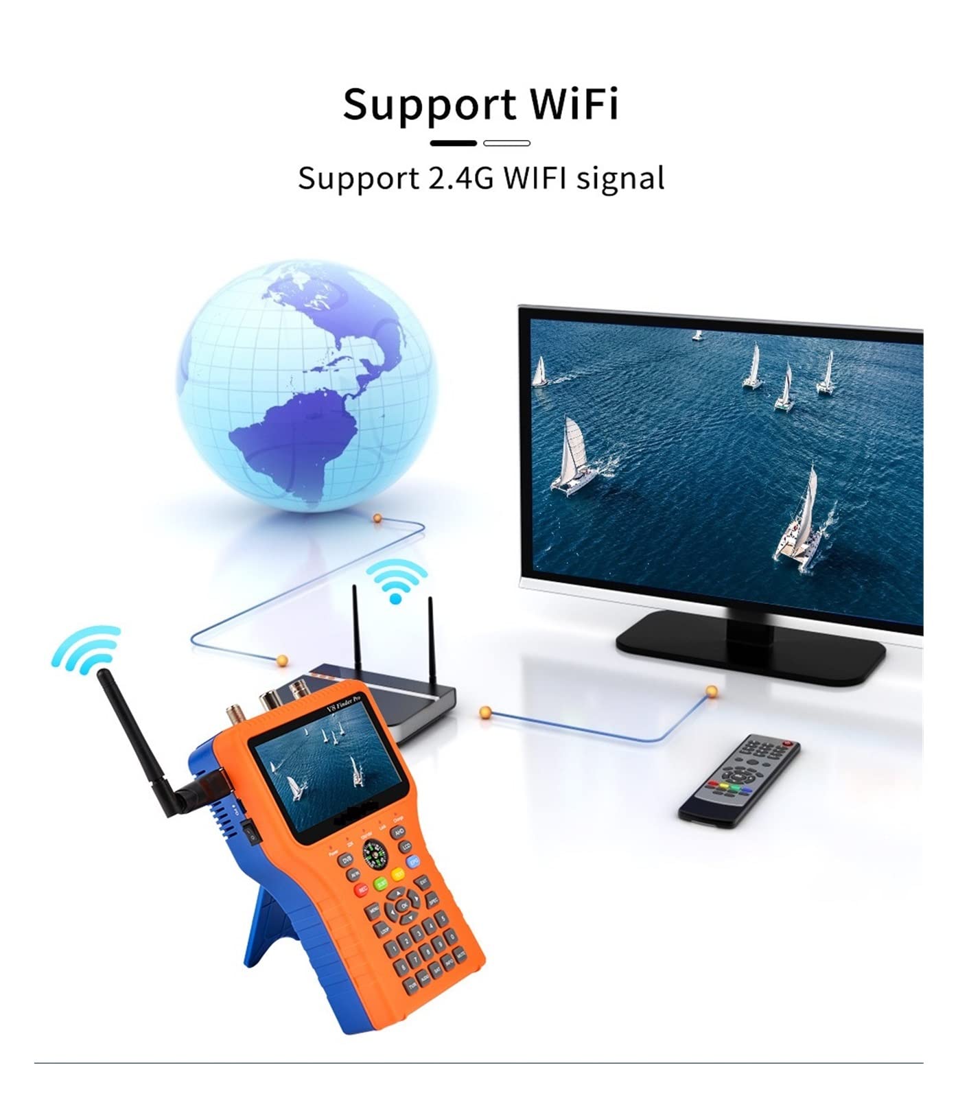 Buscador de SatéLite, V8 Finder Pro DVB-S2 DVB-T2 DVB-C AHD H.265 Medidor de satélite Buscador de satélite
