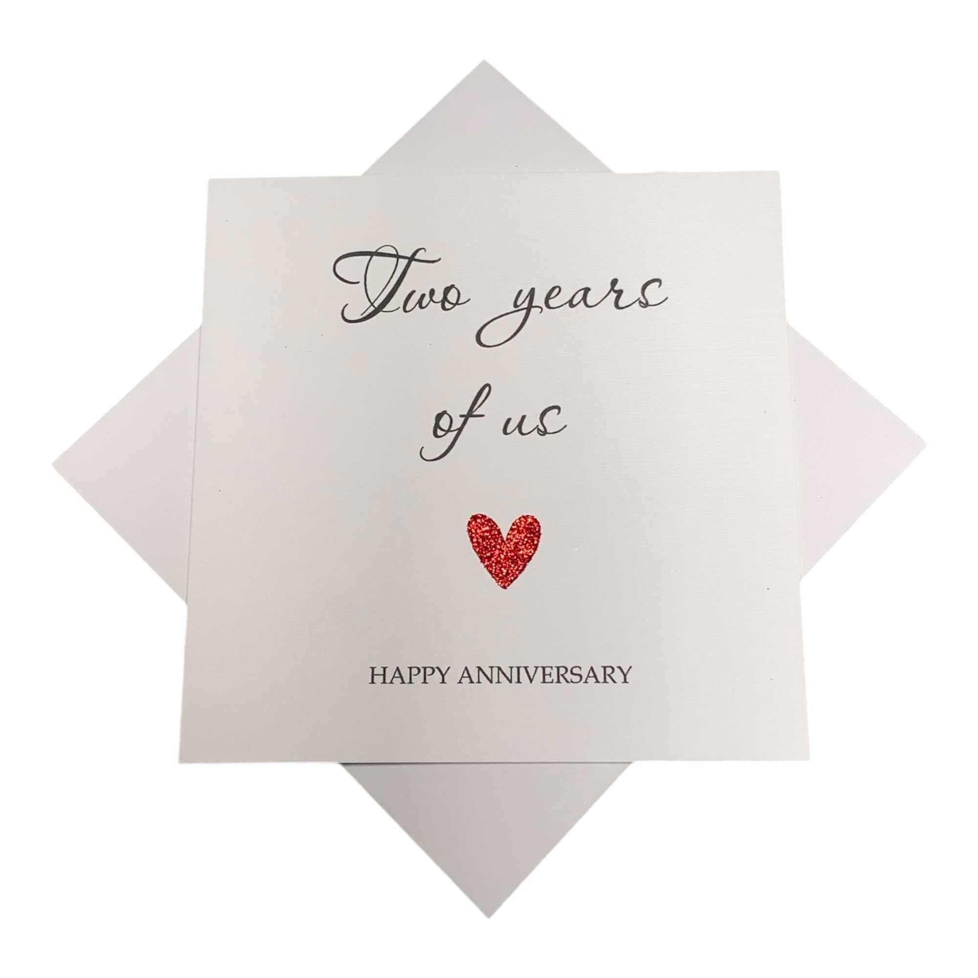 2nd Anniversary Card - Cotton 2 Year Second Personalised Gift for Wife Husband Boyfriend Girlfriend Partner - Choose Glitter Heart - Various Designs (Year Of Us)