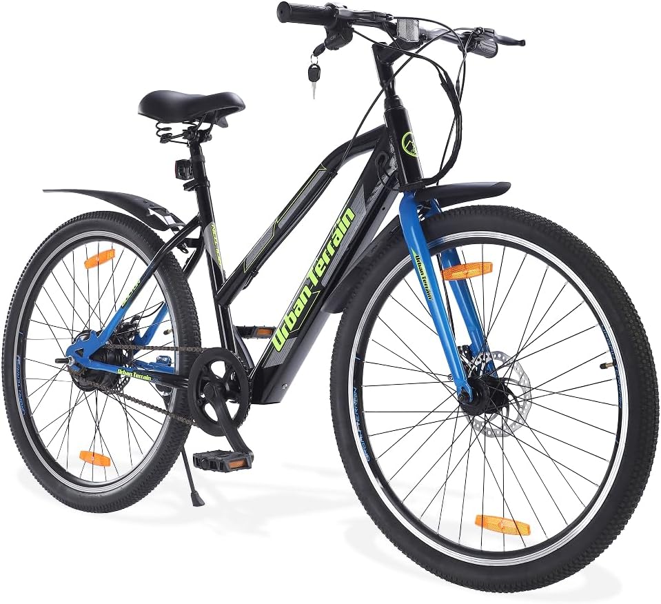 Bolton Electric Bicycle with Rigid Fork for Men,Range 35+km (Li-ion) Battery Cycle 27.5 inches Single Speed Electric Bike | Ideal for 15+ Years, Unisex, Frame Size : 18 inch, Black