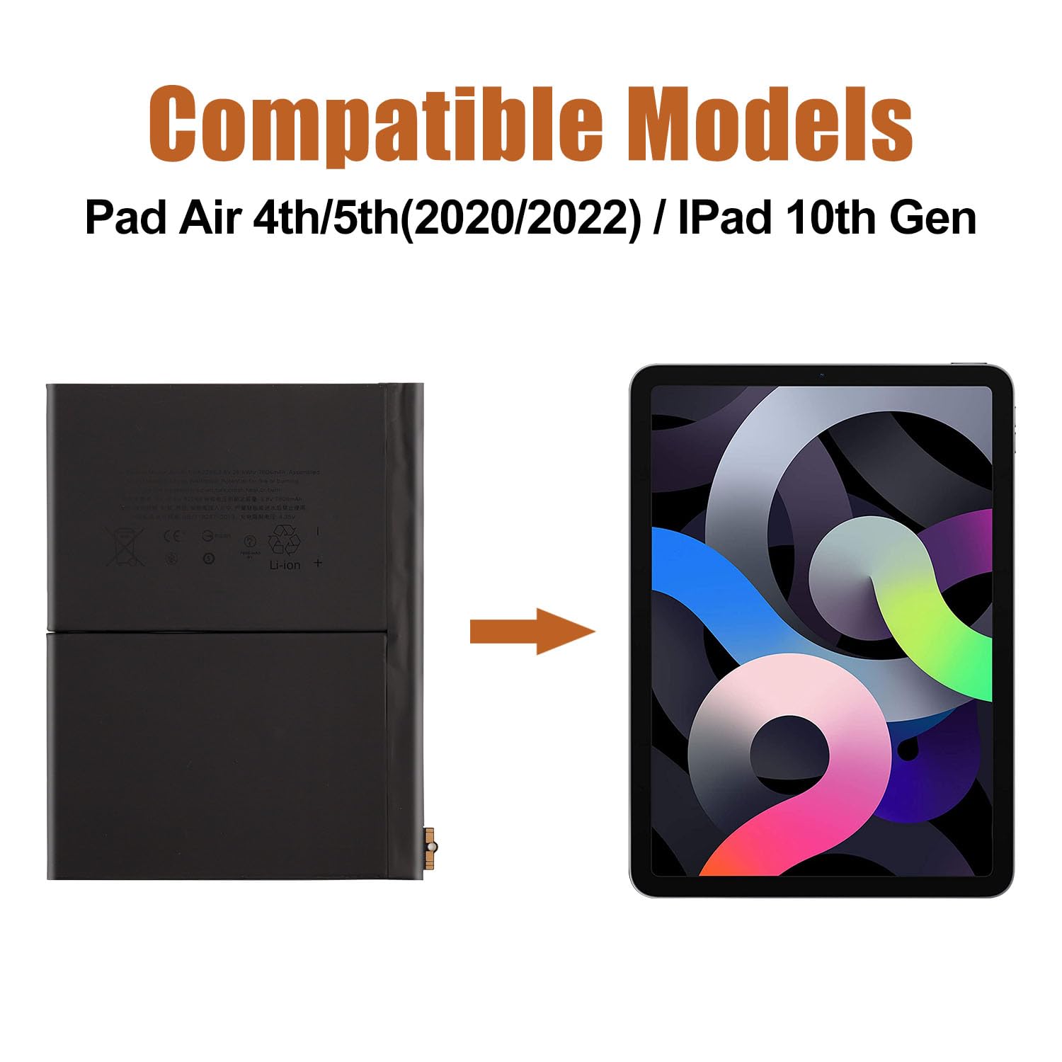 Replacement Battery A2288 A2742 Compatible with iPad Air 4th / 5th