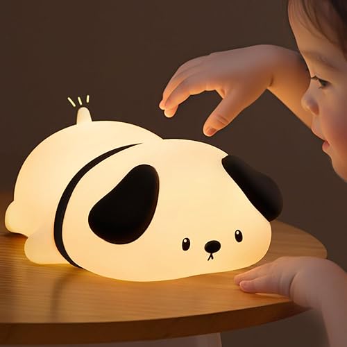 Miniatura 9 de One Fire Luz nocturna de perro para niños, 16 colores cambiantes, luz nocturna de silicona suave para bebé, lámpara regulable, lámpara portátil de