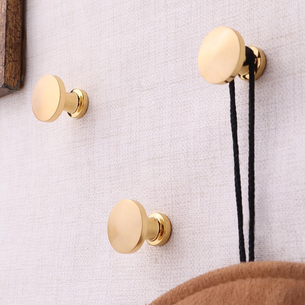 Indian Shelf 3 Piece Multi-Use Brass Heavy Duty Decorative Vintage Wall Hooks for Hanging Coats, Jackets, Leash, Hat, Towel, Backpack, Purse, Handbag for House Decor:Gold