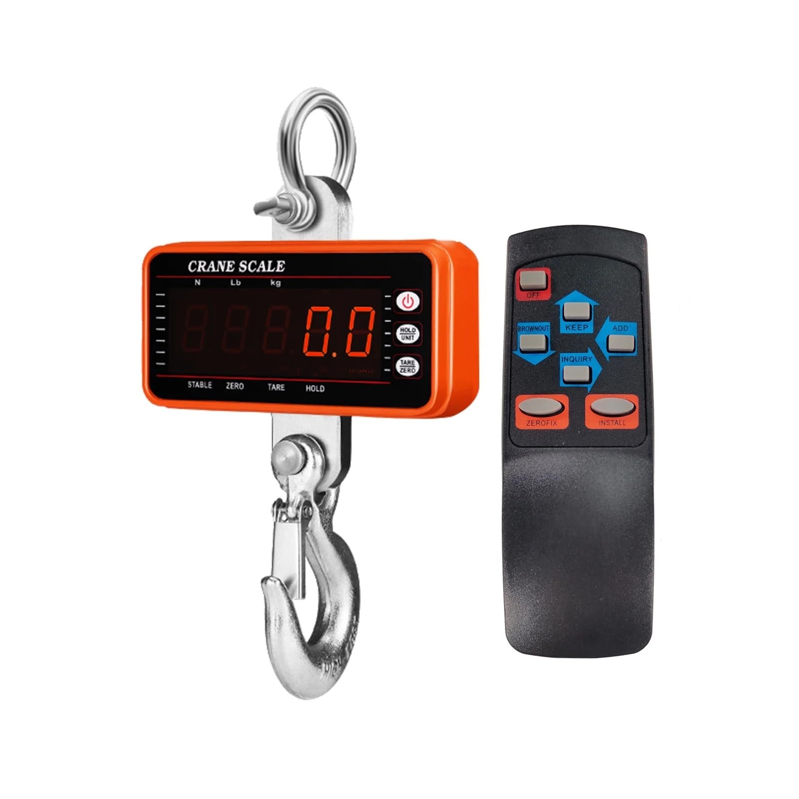 Báscula Colgante Digital De 1500kg/1000kg/500kg Con Control Remoto De 65 Pies Báscula De Grúa De Alta Resistencia Báscula De Gancho Industrial LED Regulable(500KG)