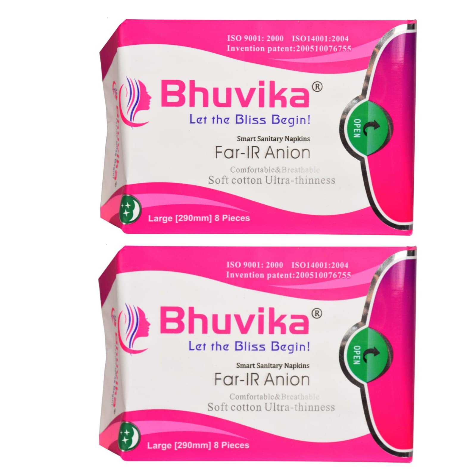 Smart Sanitary Napkins - Large[290mm] 8 Pads (2 Pack) | Anion Napkins | Anti-Bacterial Pad | Soft Cotton Napkins I Biodegradable | Ultra Thin | Natural Sanitary Pads For Women | 16 Cotton Pads