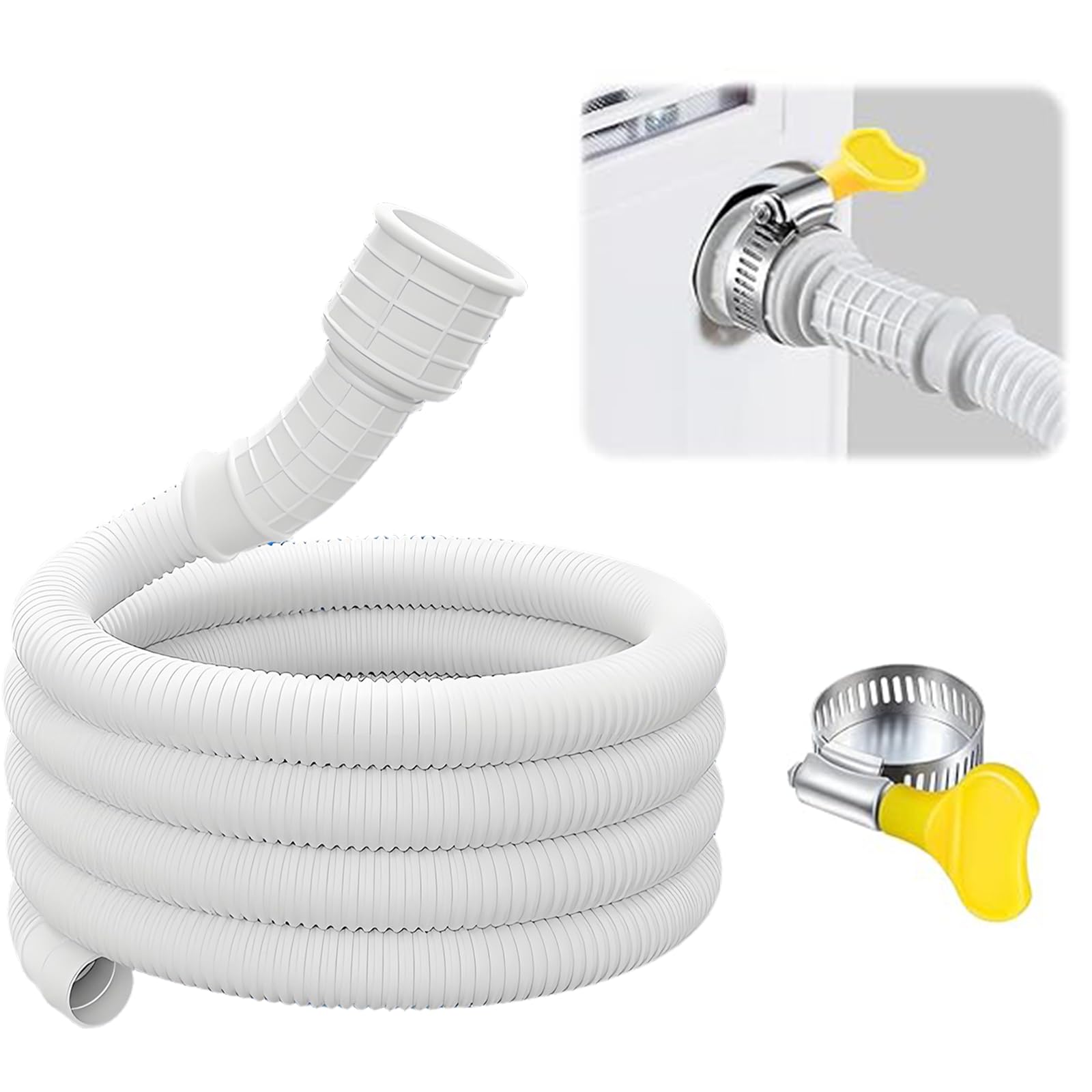 Portable Dehumidifier Drain Hose with Cuttable Rubber Adapter and Clamp,Flexible Universal AC and Dehumidifier Replacement Hose Kit (16.5FT)