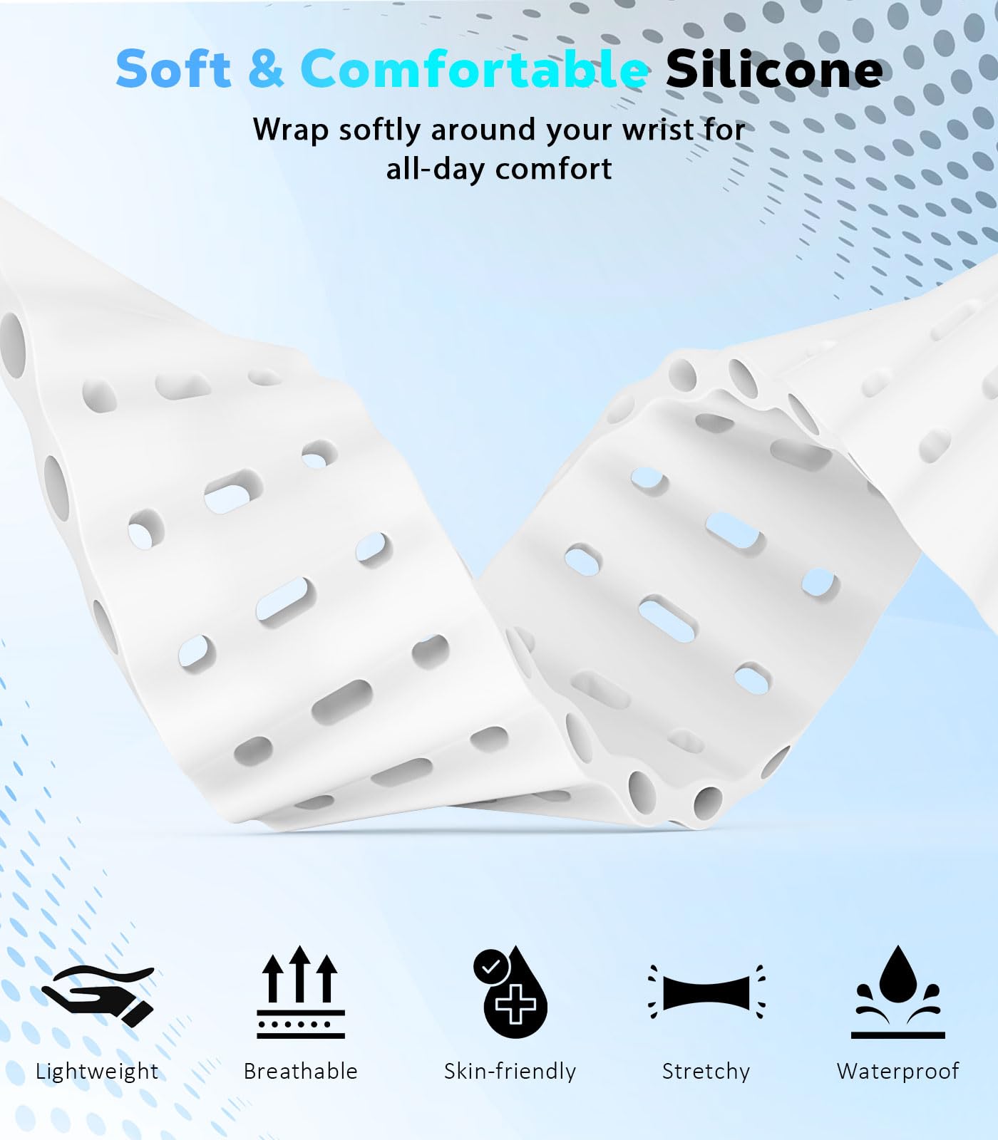 Astorgos Cinturino Ocean compatibile con Apple Watch Ultra 2/Ultra 49mm, S10 46mm, 9/8/7 45mm, SE/6/5/4 44mm, 3/2/1 42mm, Cinturini Sportivo con Connettore in Metallo per Uomo e Donna