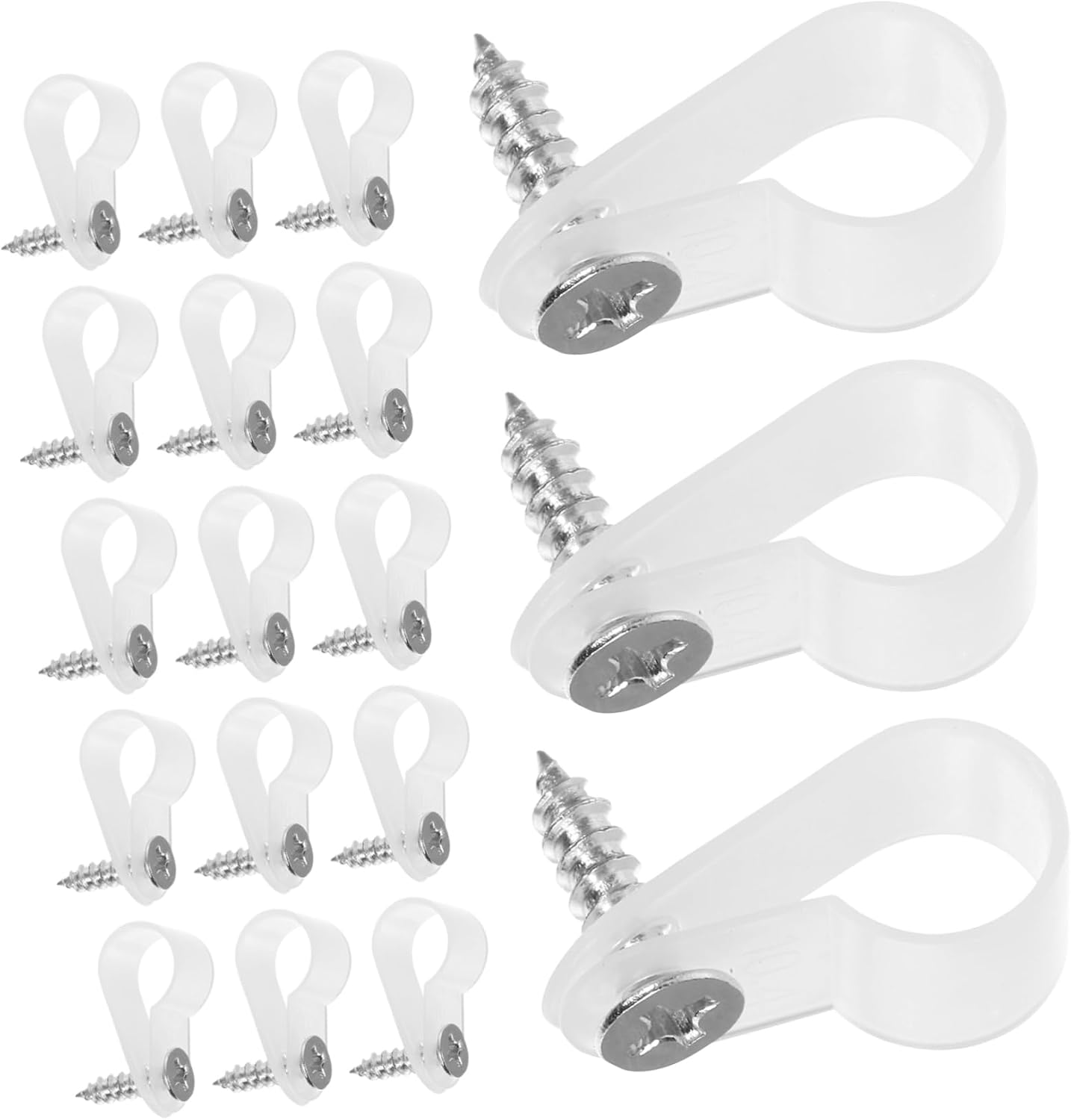 200Pcs Plastic Cable Clips with Screws Electrical Wire Cord Management Clips for Wall Mounting Wire Holders for Home and Office Organization White Wire Fixing Clamps for Cable Management