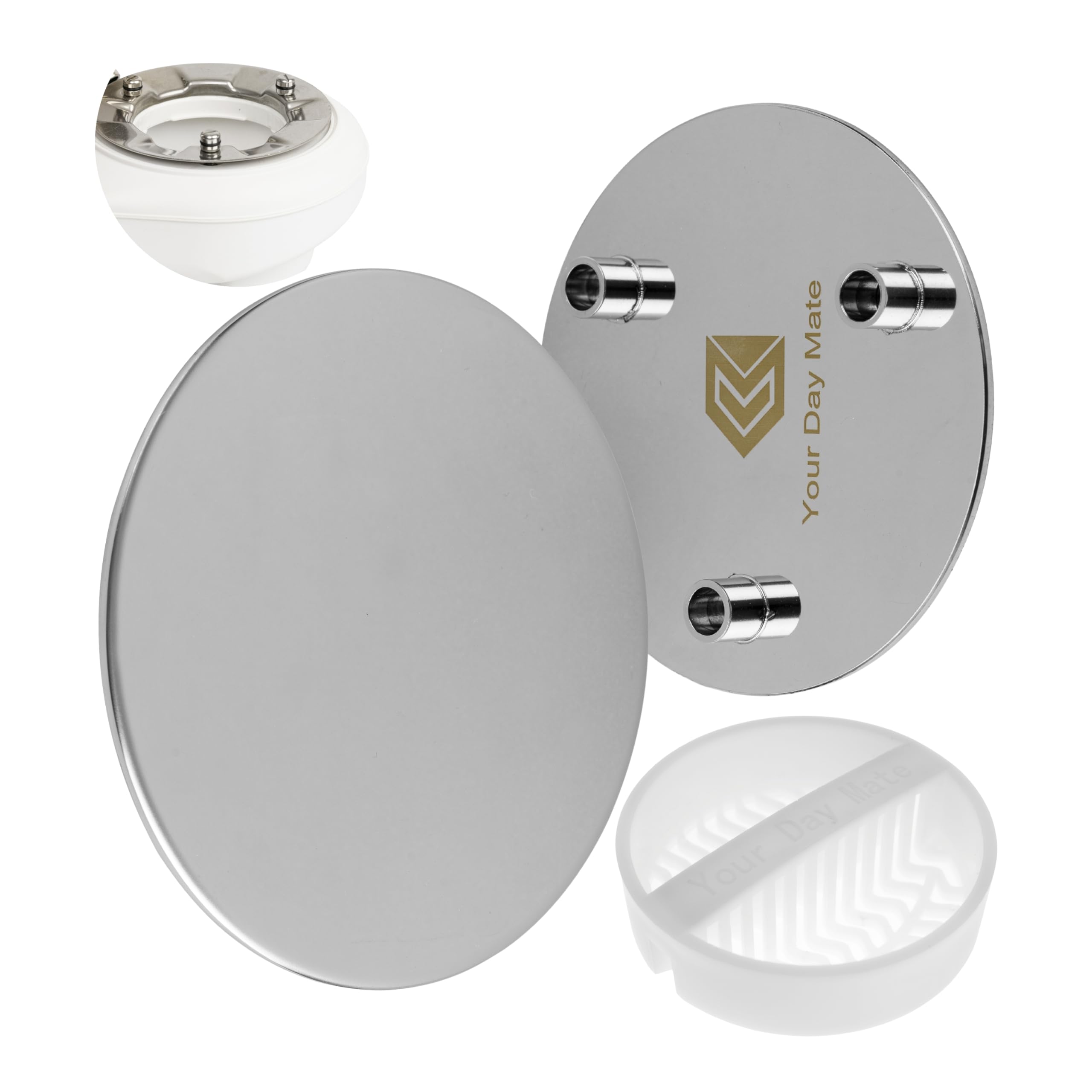 Stainless Steel Cover and Hair Strainer Set for Shower Drain, Ø 115 mm, Compatible with Viega Tempoplex Drain Set from Year of Manufacture 2006, Cover for Shower Tray with Drain Hole Ø 90 mm