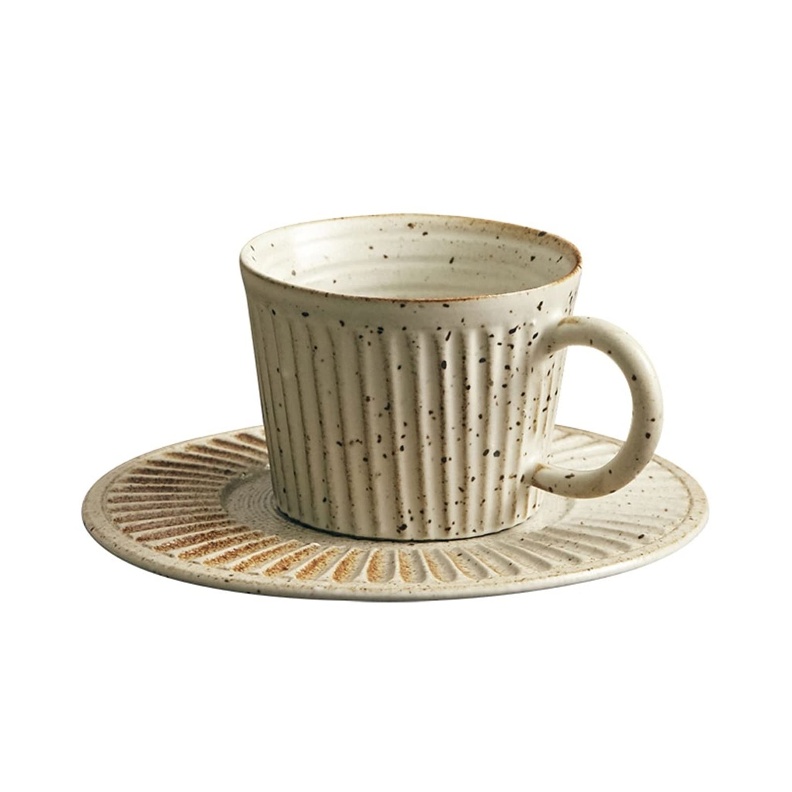 kubki do kawy Porcelanowa filiżanka kawy Handmade Rustic Style Exquisite ceramiczny kubek domowe Kamionka paski Coffee Cup z podstawka (5 uncji) filiżanki do kawy