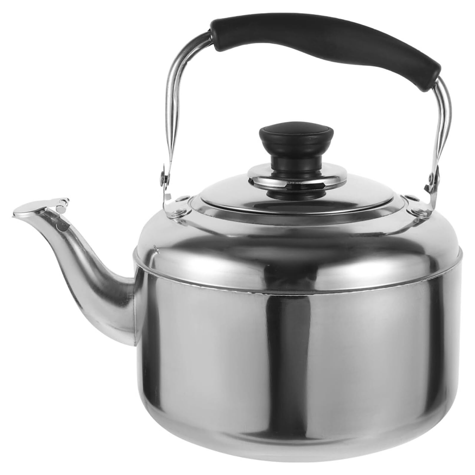SBCGFY Stovetop Tea Kettle Whistling Teapot Stainless Steel Water Kettle Locking Spout Cover Camping Serving Kettle For Gas Induction Electric Stovetops 1.5L- Silver