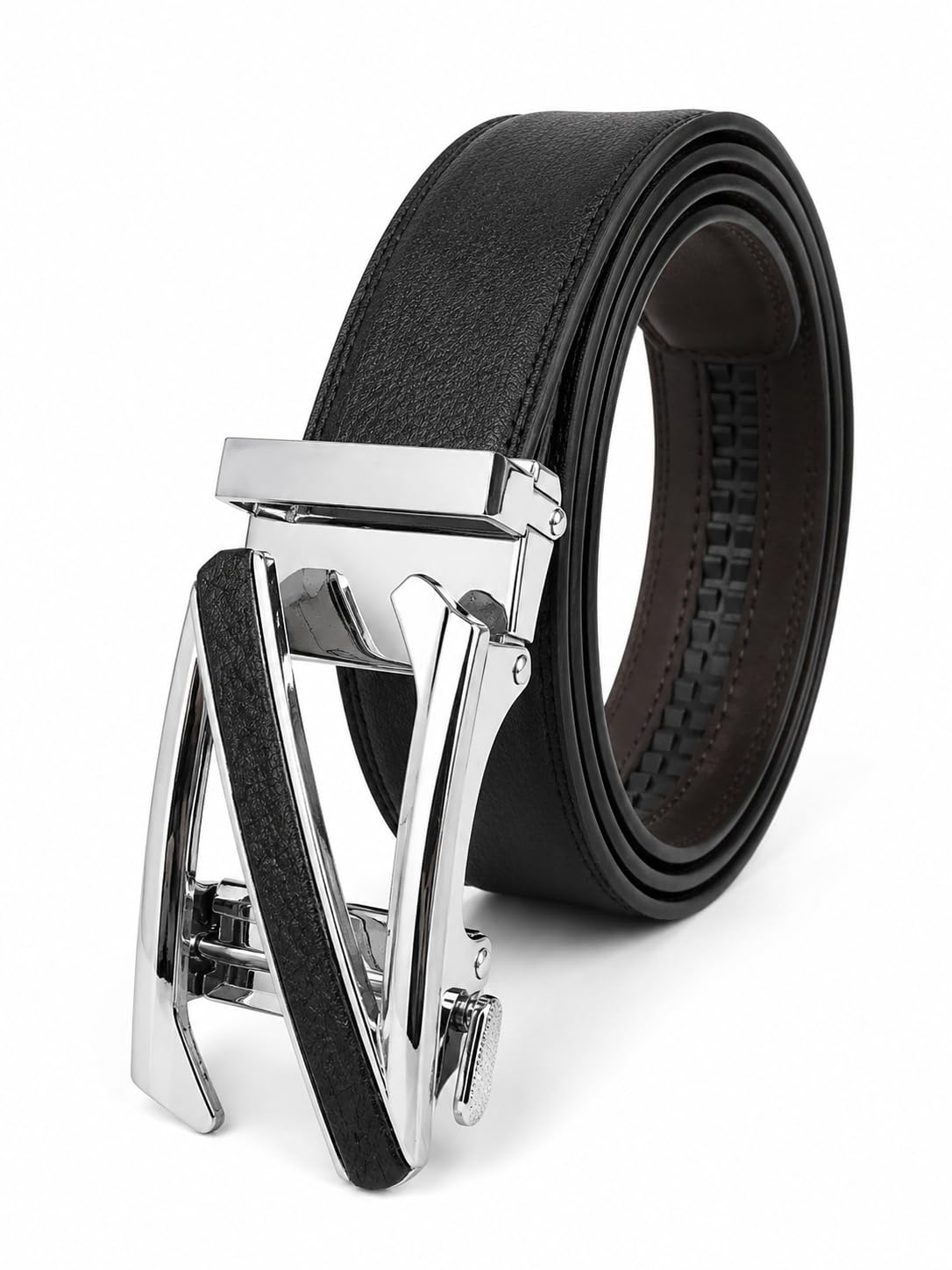 zacharias Men's Texas PU Leather Formal Autolock Buckle Belt s-70 (Black_Free Size) (Pack of 1)-picture-32