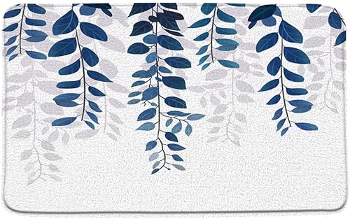 Tapete de baño de eucalipto azul, acuarela, hojas florales, vides, ramas botánicas, hojas botánicas, plantas de salvia, plantas naturales, estilo