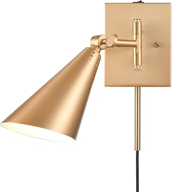 Elk Home 10.25-inch Whitmire Sconce - EC89231/1 Sconce with Metal Shade in Brushed Gold - LED Bulb and Dimmer Compatiable, Traditional and Modern Farmhouse Decor Wall Light Fixture