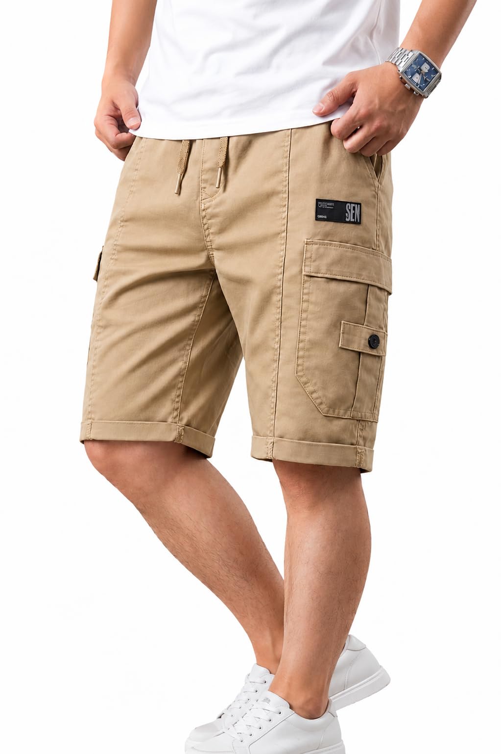 Men Premium Cotton Shorts | Solid Clean Look Cargo Shorts | Comfortable Regular Fit Casual Wear Shorts-picture-25