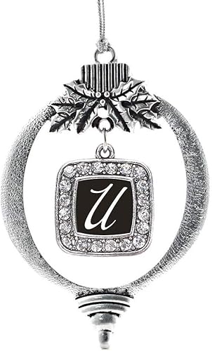 Miniatura 172 de Inspired Silver - My Vintage Initials - Adorno con dije de letra J - Adornos navideños cuadrados de plata con joyas de circonita cúbica