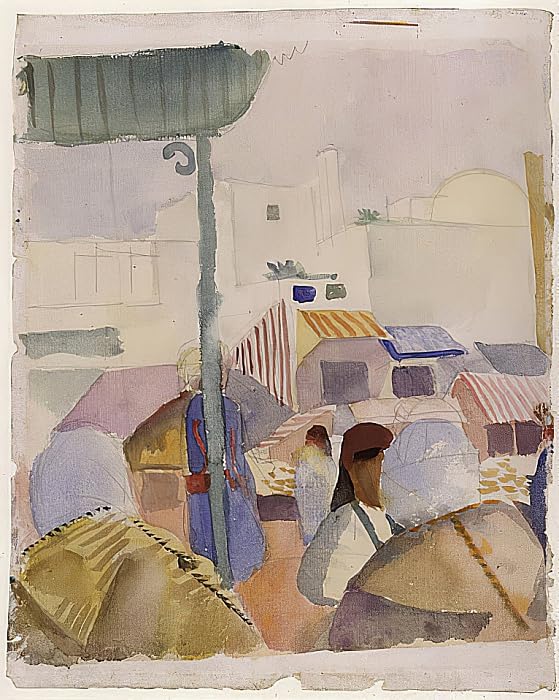 Impression d'art Marché à Tunis II August Macke : toile haut de gamme pour décoration murale