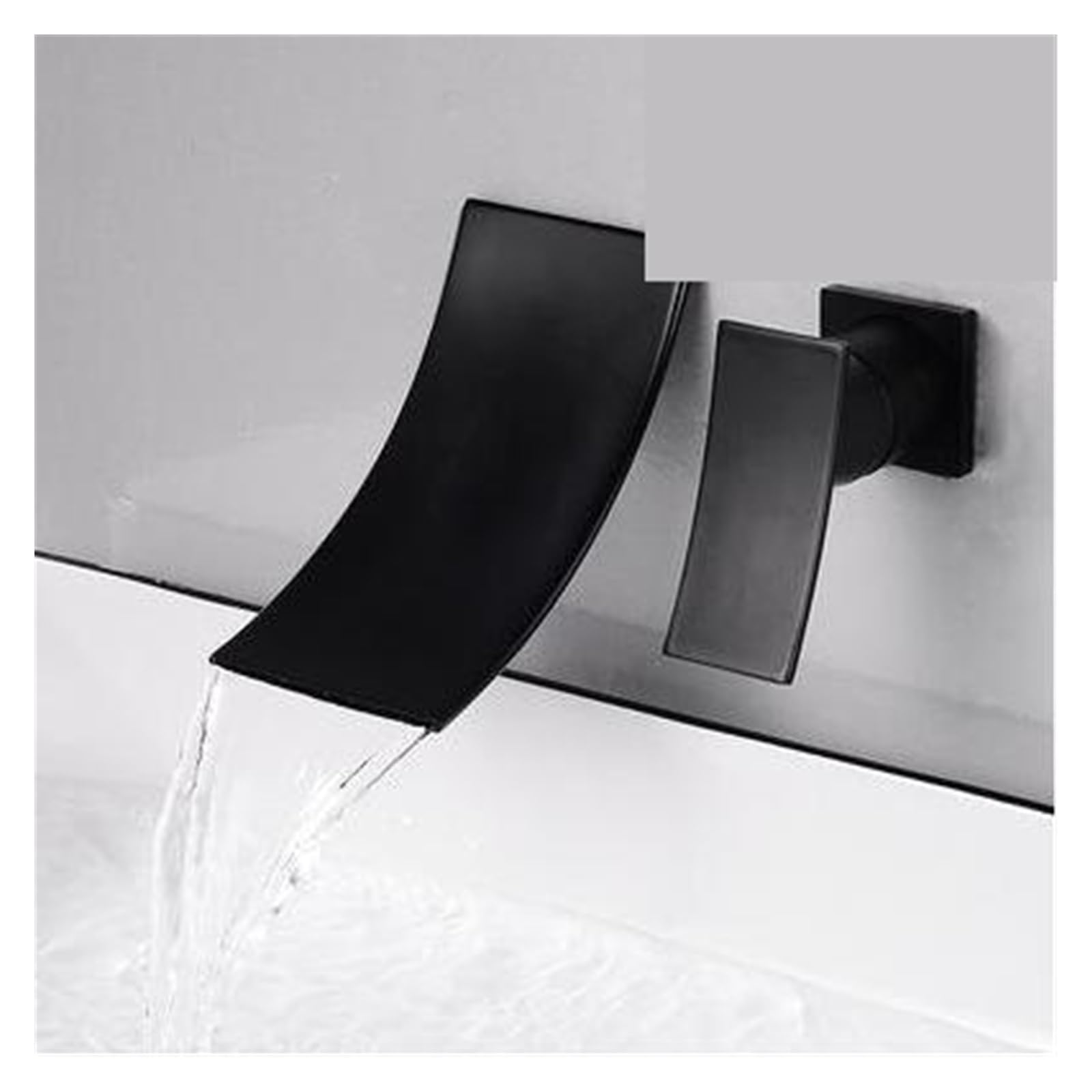 Robinet de lavabo cascade noir minimaliste entièrement en cuivre encastré