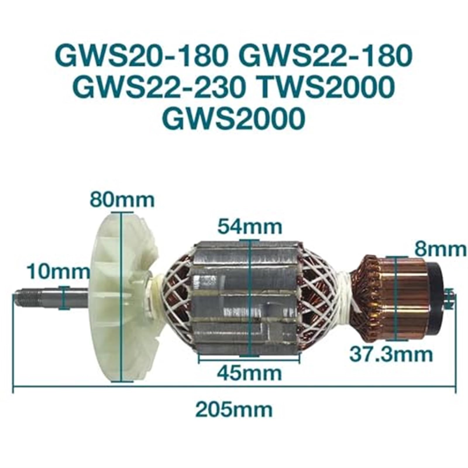 AC220-240V stojan twornika, dla Bosch, GWS20-180 GWS22-180 GWS22-230 szlifierka kątowa wirnik cewka kotwiąca akcesoria zamienne Wirnik silnika elektrycznego(BLACK Armature)