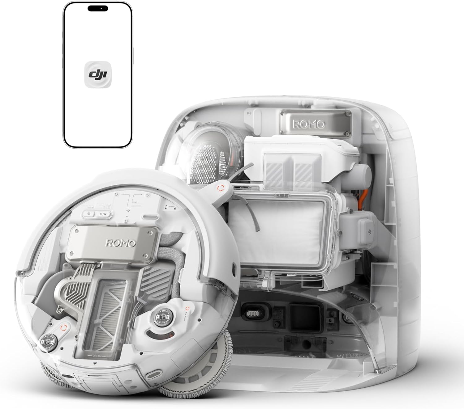 DJI Romo P: Robot 25.000 Pa con Estación Transparente