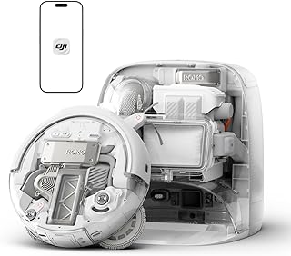 DJI ROMO P Saugroboter mit Wischfunktion, 25.000 Pa Saugkraft, Hinderniserkennung auf Drohnen-Niveau, Anti-Verwicklungsbürste, Selbstreinigende Basisstation, 200 Tage wartungsfrei, Transparent - Details ansehen