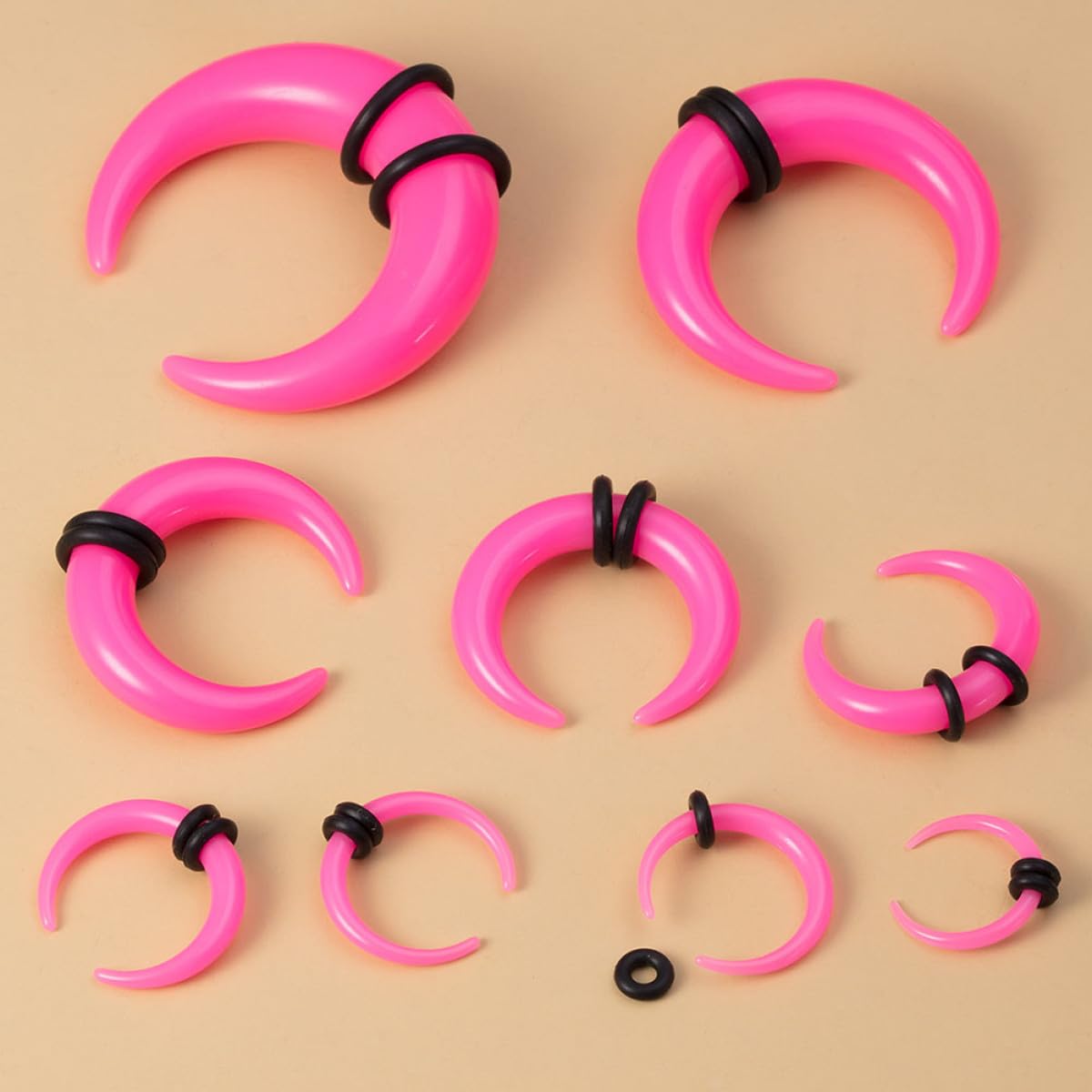 Lurrose Anillos para Tabique Nasal y Dilatadores de Oreja Acrílicos, Kit 12 Piezas 2mm y 3mm, Colores, Transparente, y Morado, Joyería para Piercing Corporal Mujer y Hombre, Uso — view 6