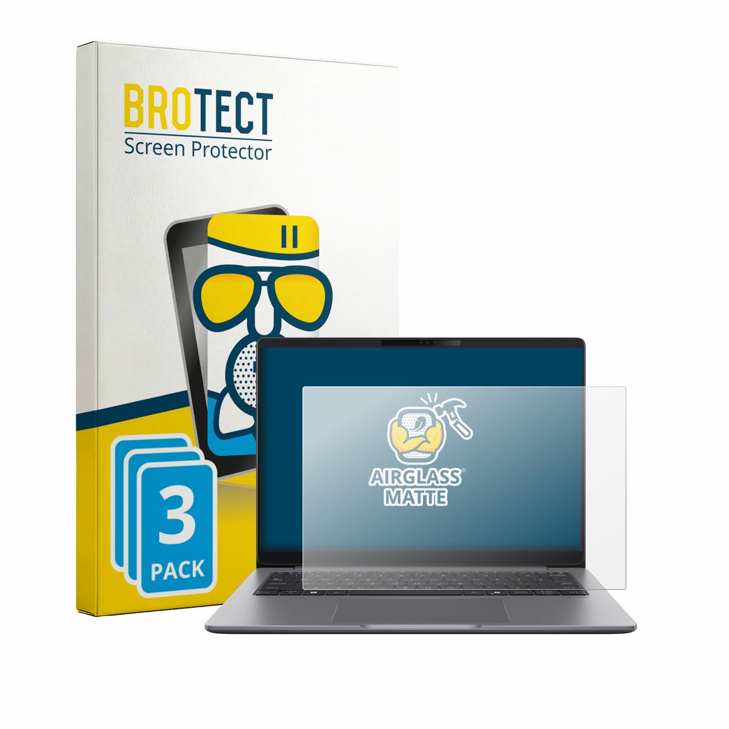 brotect 3 Pezzi Pellicola Vetro per ASUS ExpertBook PM3 | Opaca Protezione Schermo Made in Germany, Anti-Riflesso Durezza 9H Anti-Graffio