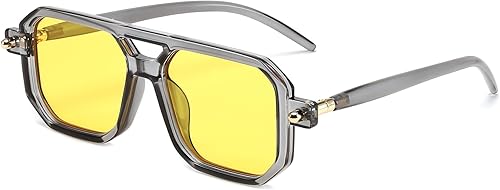 Miniatura 90 de Feisedy - B2622 - Lentes de sol estilo aviador, cuadrados, clásicos de los años 70, unisex, con montura clásica retro y elegante, UV400 Marco