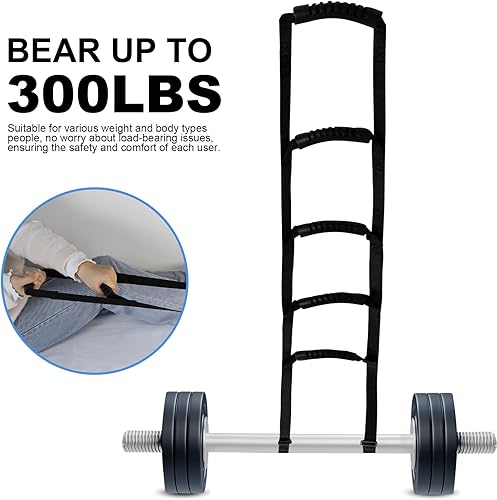 Miniatura 10 de Escalera de cama con 3 asas, escalera de cuerda de cama para personas mayores, dispositivos de asistencia para rieles de cama, correa de escalera de