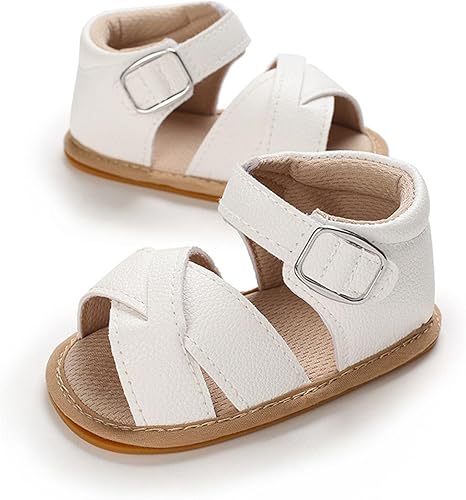 SOFMUO Sandalias brillantes con lazo para bebés, niñas y niños, suela de goma antideslizante y suave de primera calidad, zapatos de verano para