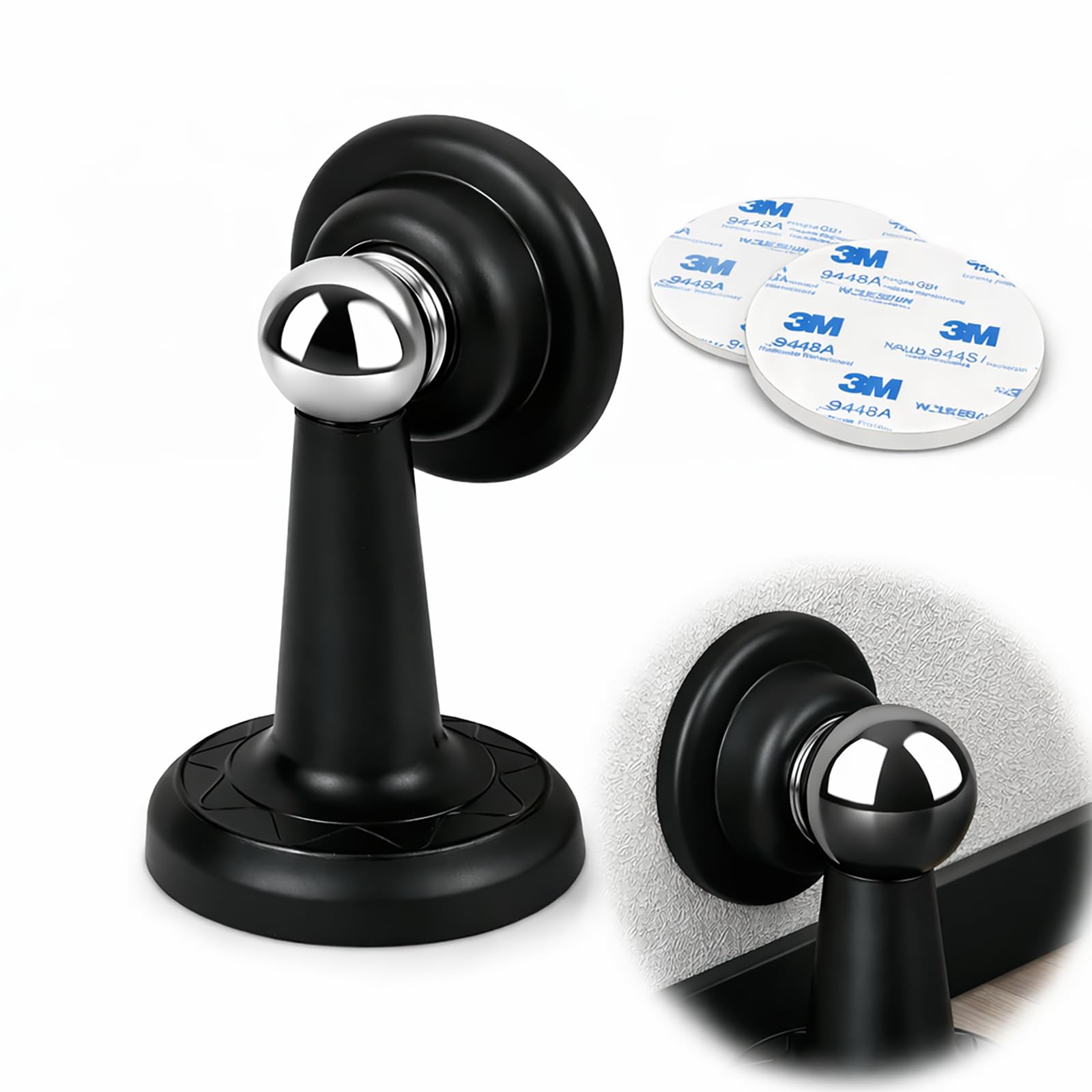 Magnetic Door Stop with Suction Cup for uPVC and Entry Doors - Thickened White Buffer for Quiet Noise Reduction and Wall Protection in Bedrooms Hallways Or Interior Spaces
