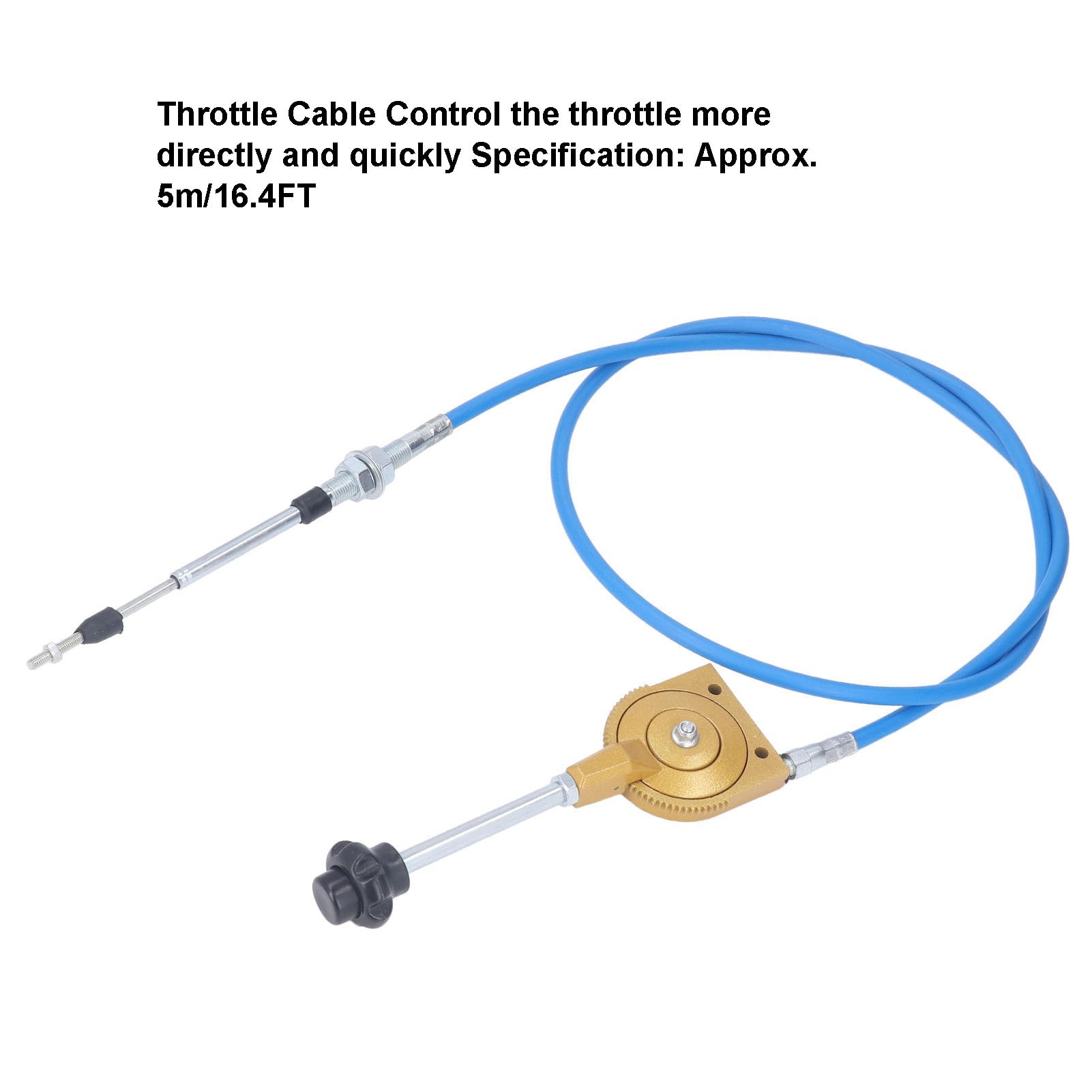 Yctze Cable de Acelerador Manual para Excavadora, 5 M/16,4 Pies, Cable de Control del Acelerador de Respuesta Rápida, Camión Mezclador y Maquinaria Pesada, Conector de PU y Acero Inoxidable,